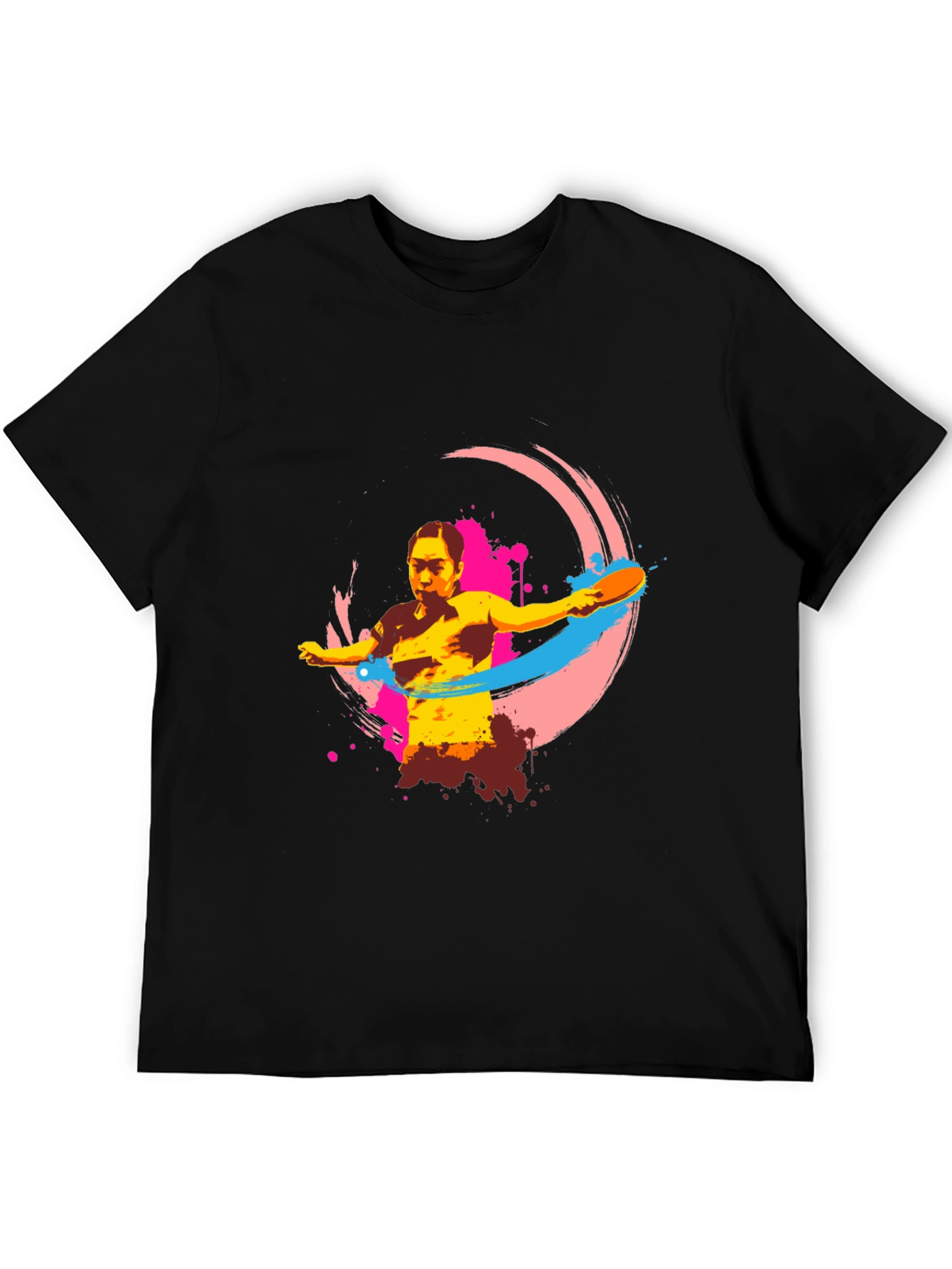 Ping Pong Player Graphic Tee - Black