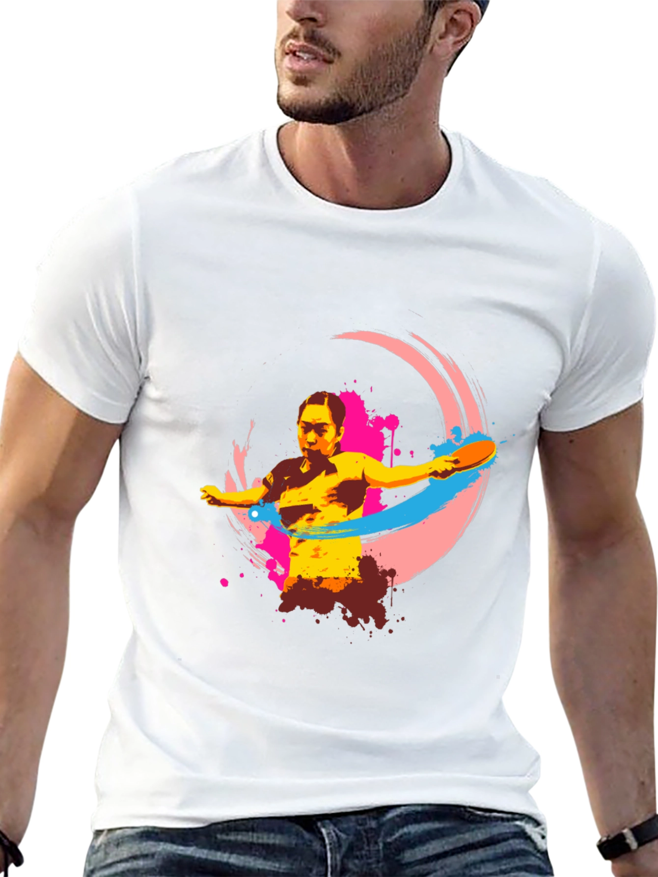 Ping Pong Player Graphic Tee - Black
