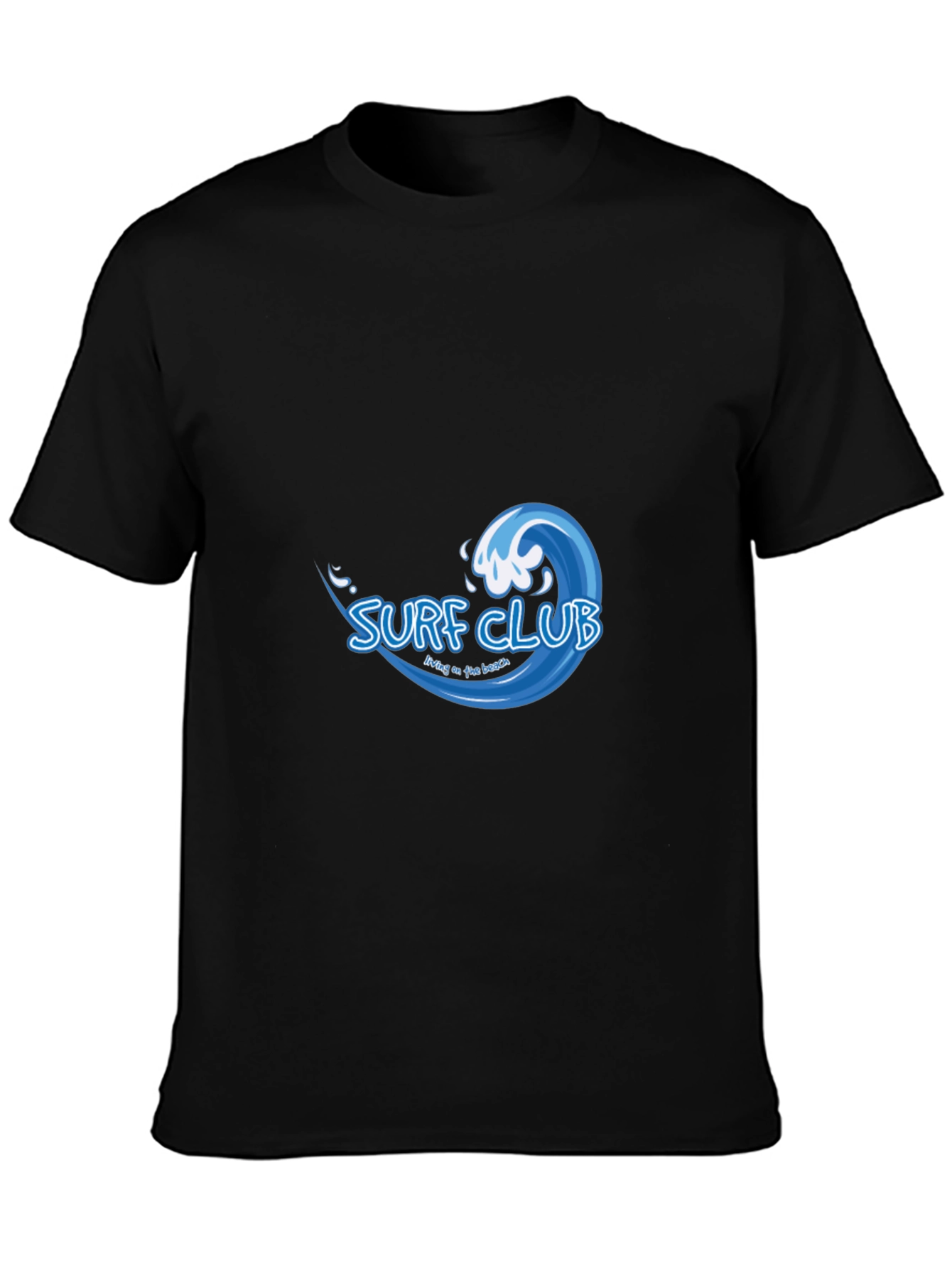 Surf Club Graphic Tee - Black Cotton T-Shirt