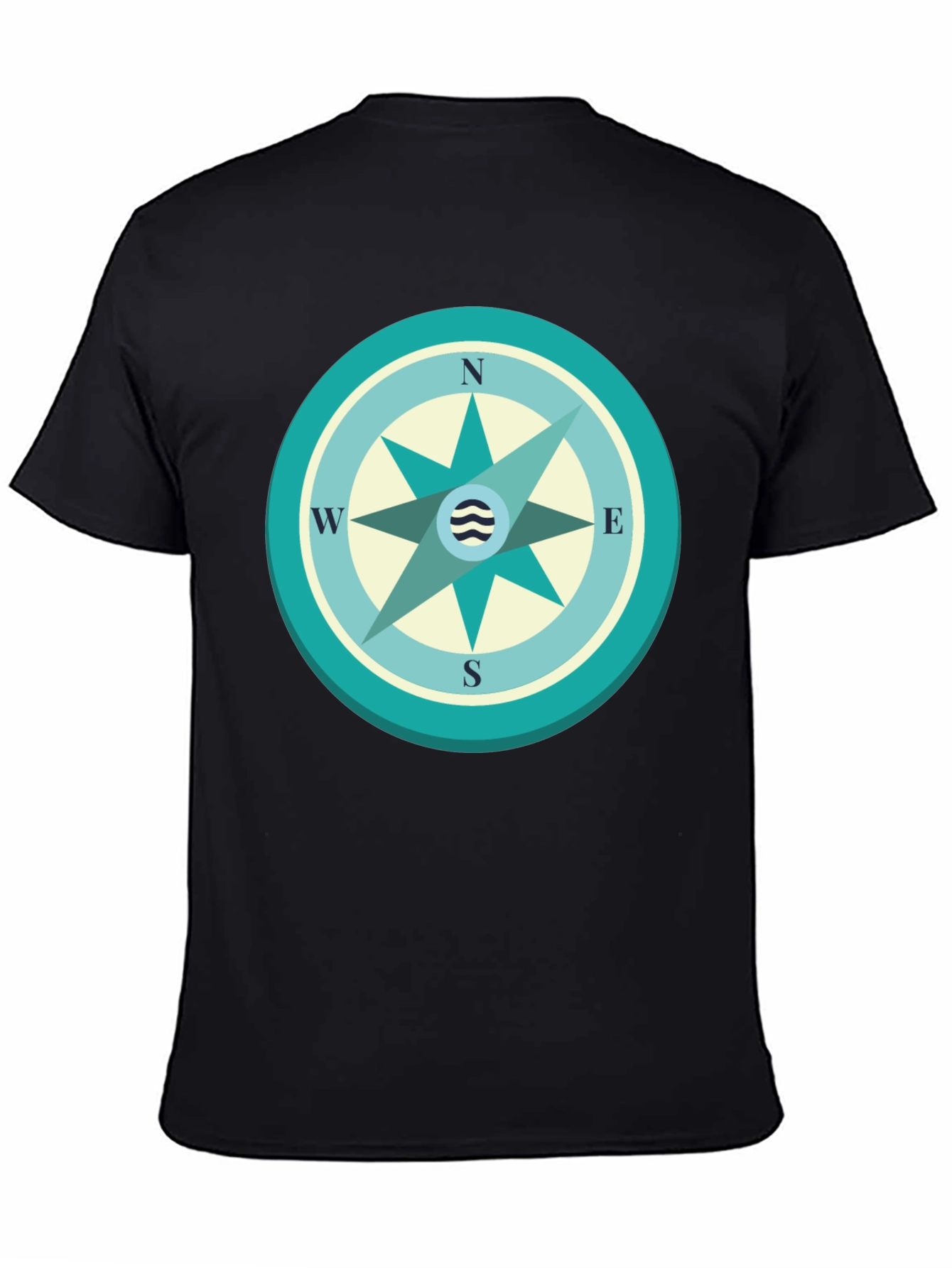 Nautical Compass Graphic Tee - Black Cotton T-Shirt