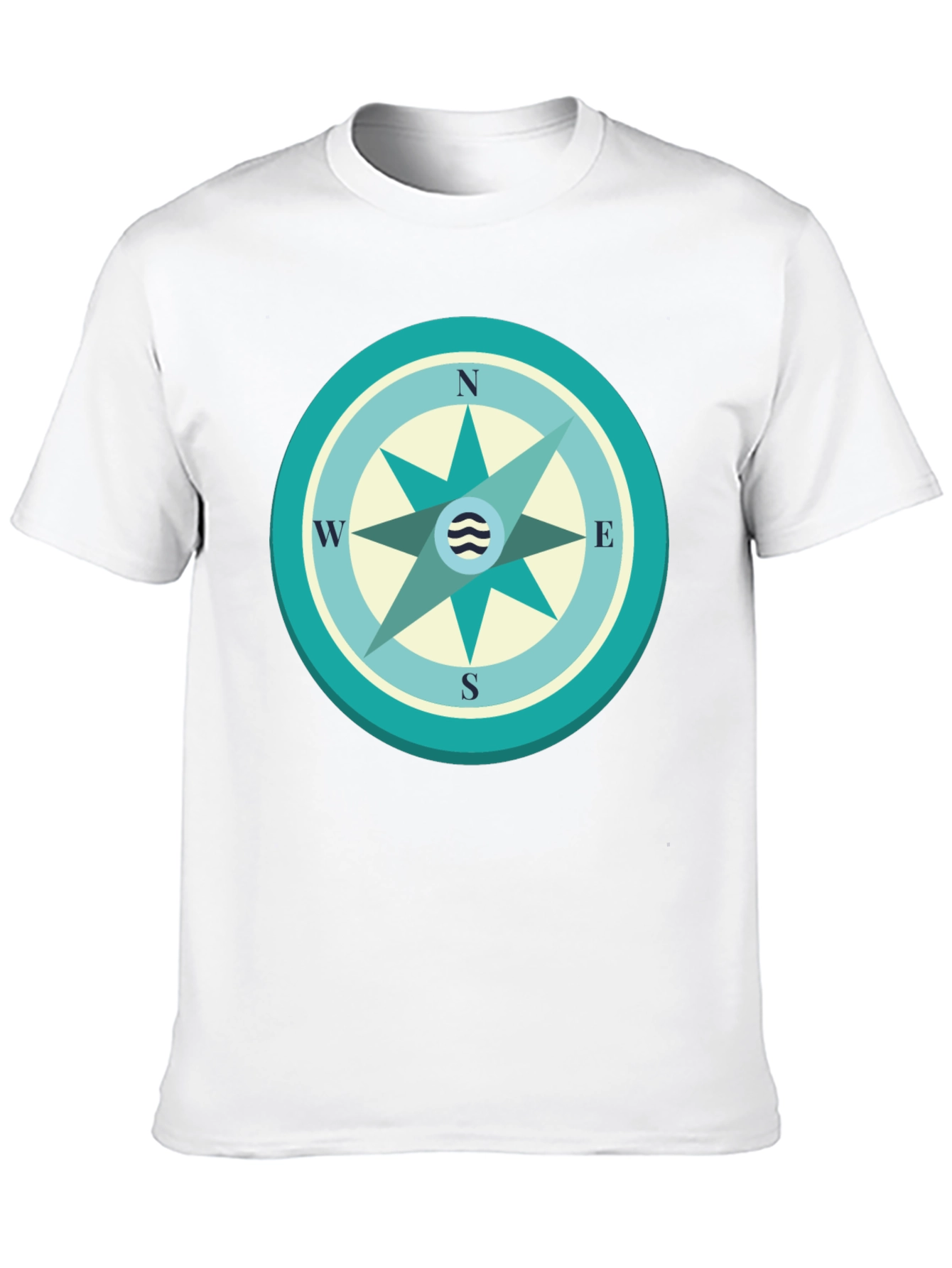 Nautical Compass Graphic Tee - Black Cotton T-Shirt