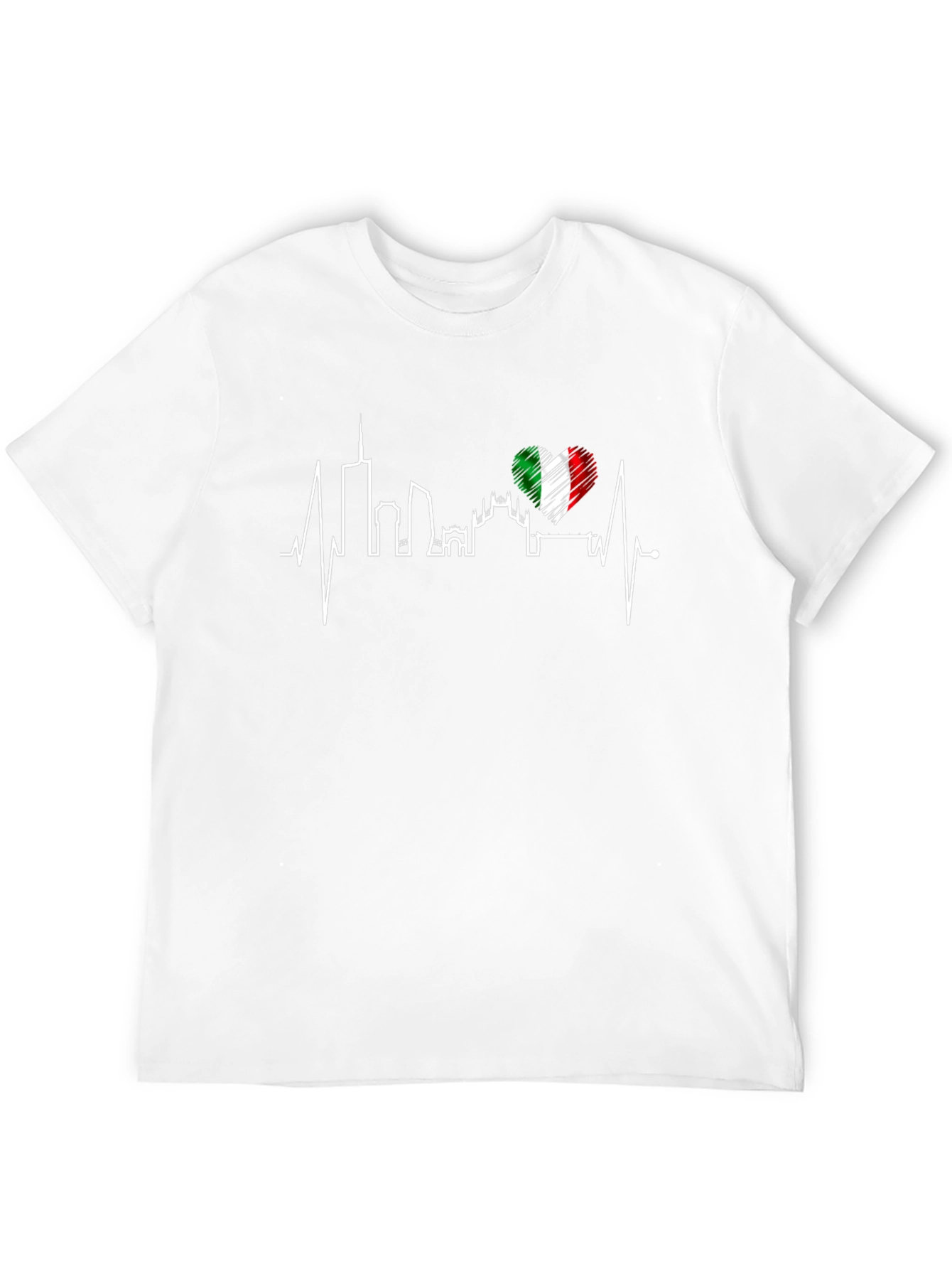 Milan Italy Heartbeat T-Shirt - Black