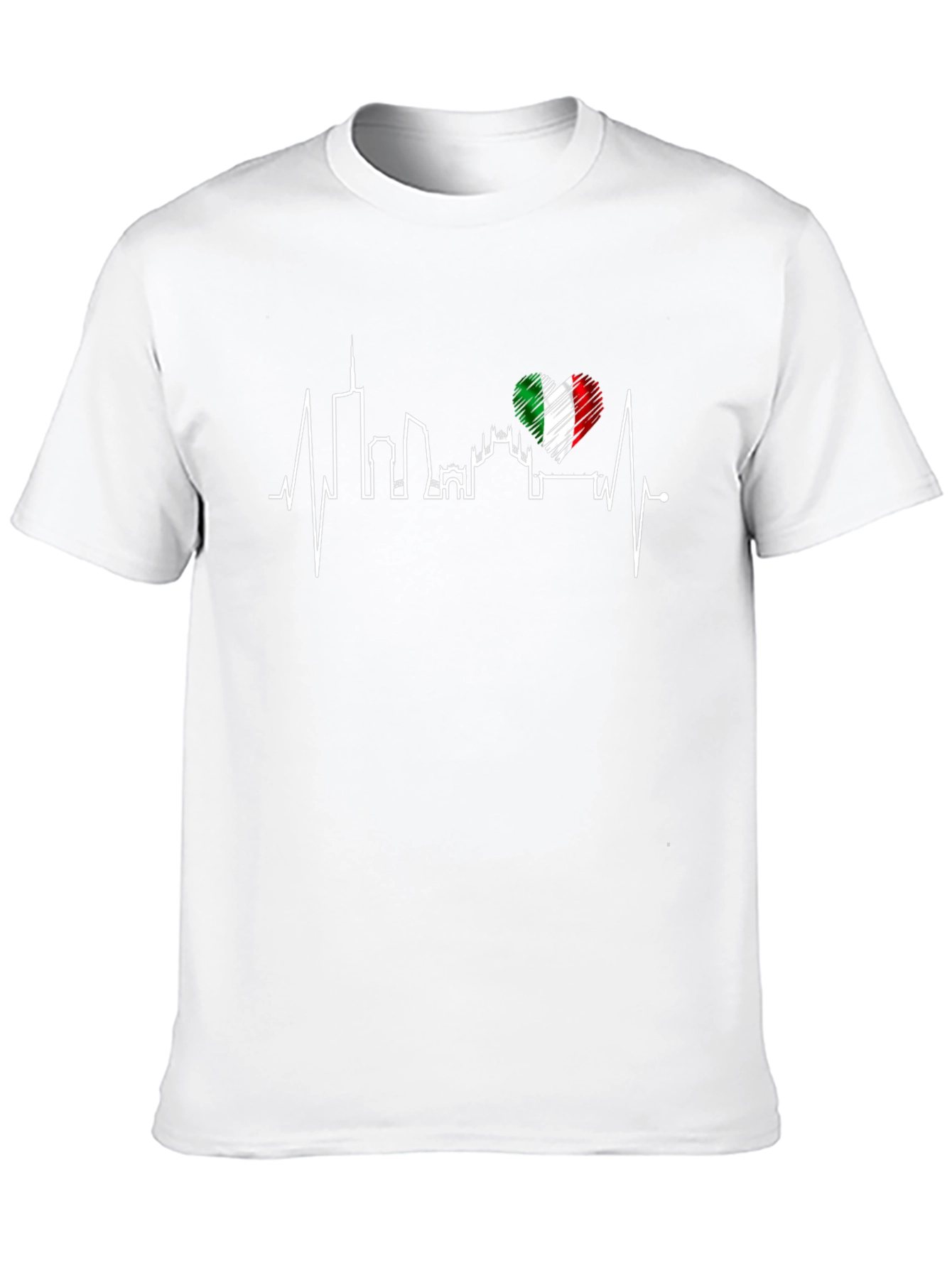 Milan Italy Heartbeat T-Shirt - Black
