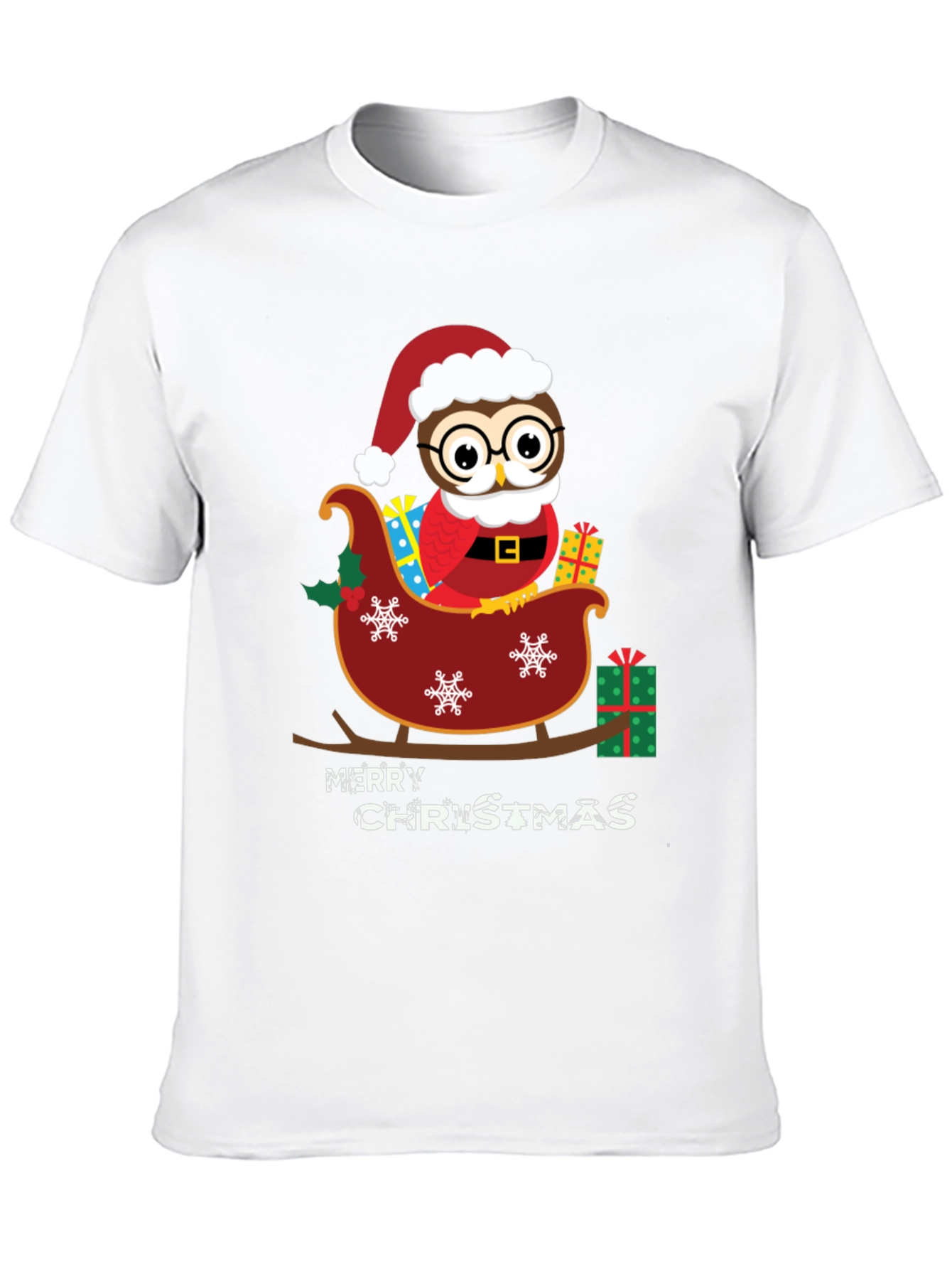 Owl Christmas Sleigh Graphic Tee