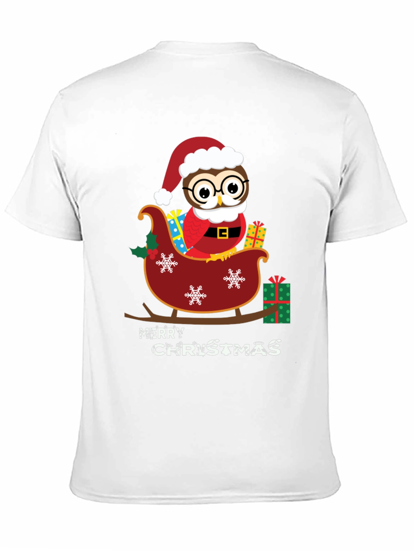 Owl Christmas Sleigh Graphic Tee