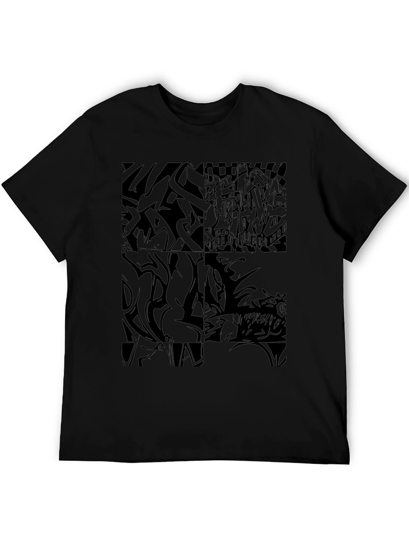 Abstract Graphic Print Tee - Mens Black T-Shirt