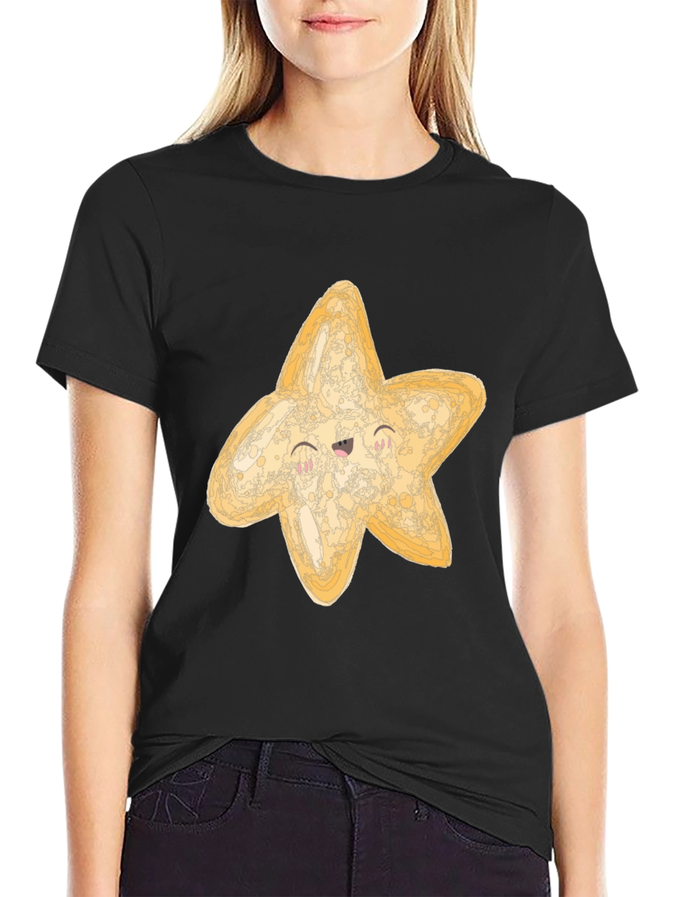 Cute Starfish Graphic Black T-Shirt