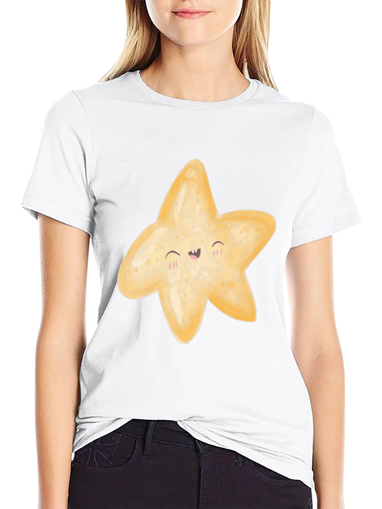 Cute Starfish Graphic Black T-Shirt