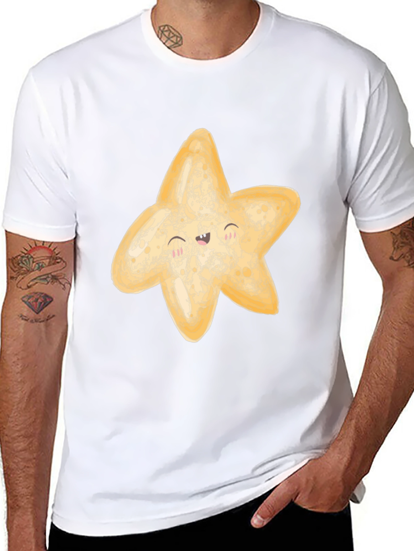 Cute Starfish Graphic Black T-Shirt