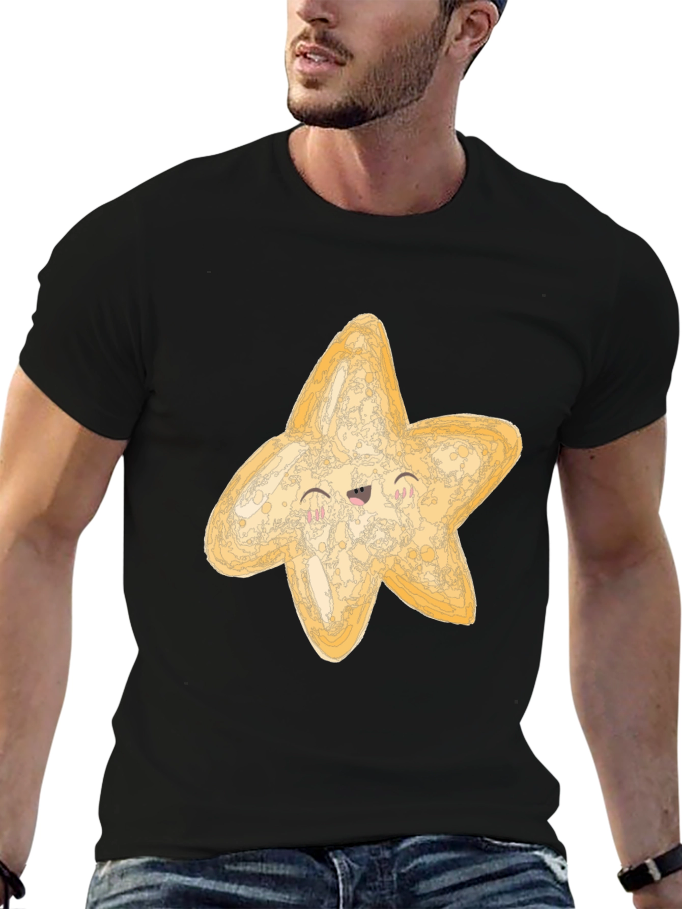 Cute Starfish Graphic Black T-Shirt