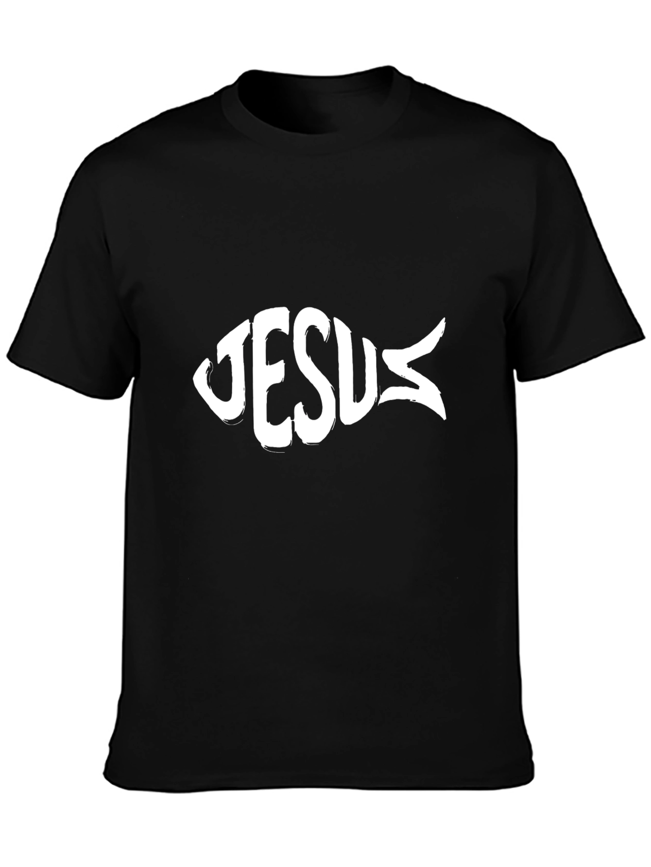 Jesus Fish Graphic Black T-Shirt
