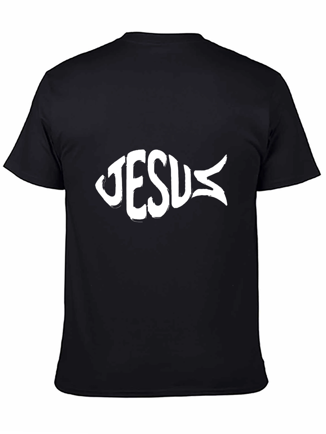 Jesus Fish Graphic Black T-Shirt
