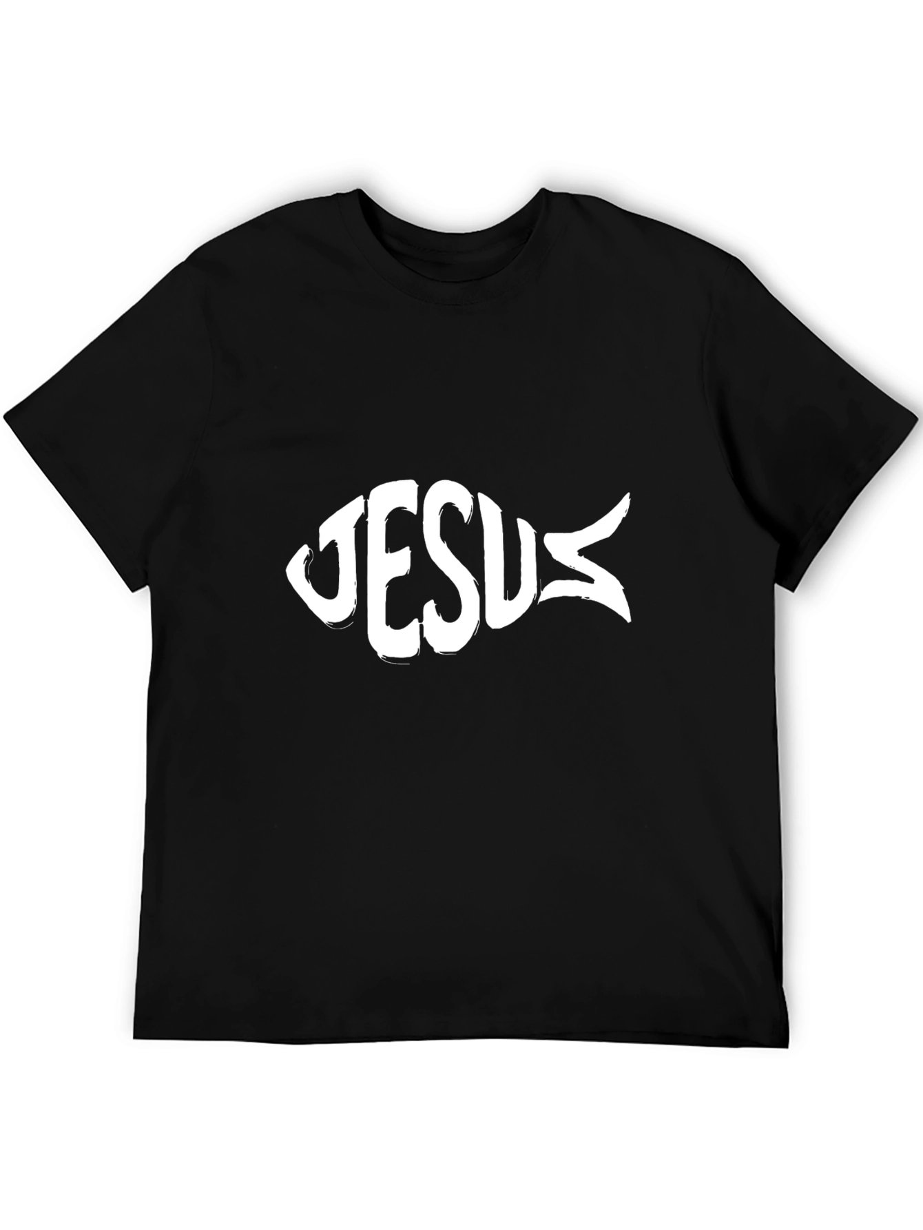 Jesus Fish Graphic Black T-Shirt
