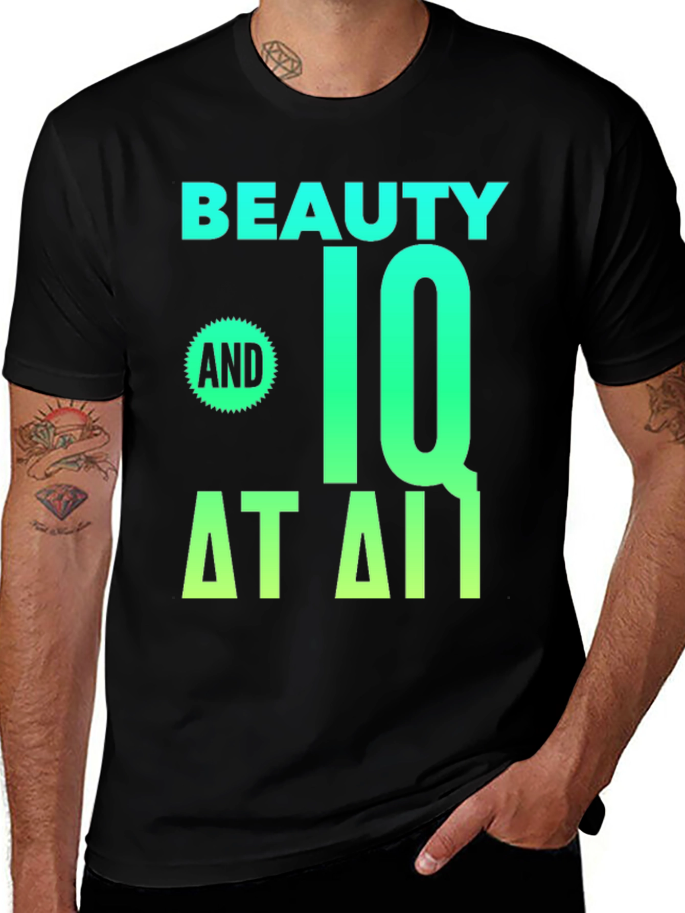 Beauty and IQ T-Shirt - Novelty Graphic Tee