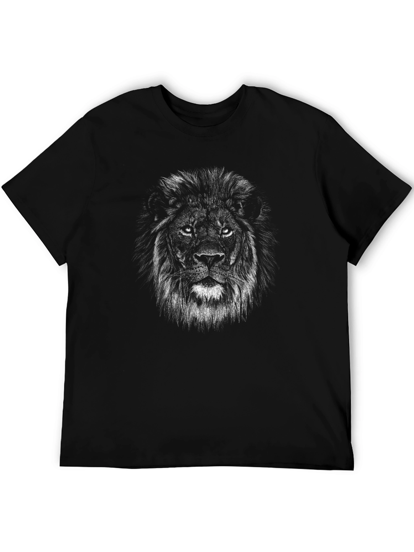 Lion Head Graphic Black T-Shirt - Mens Fashion Tee