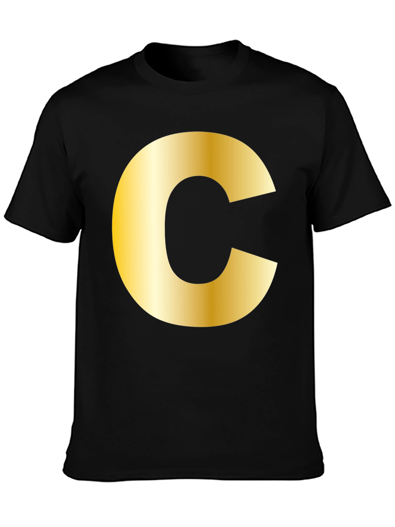 Bold Initial C T-Shirt - Black Cotton Tee
