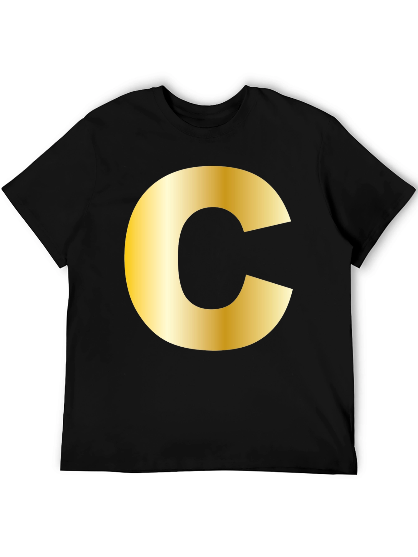 Bold Initial C T-Shirt - Black Cotton Tee