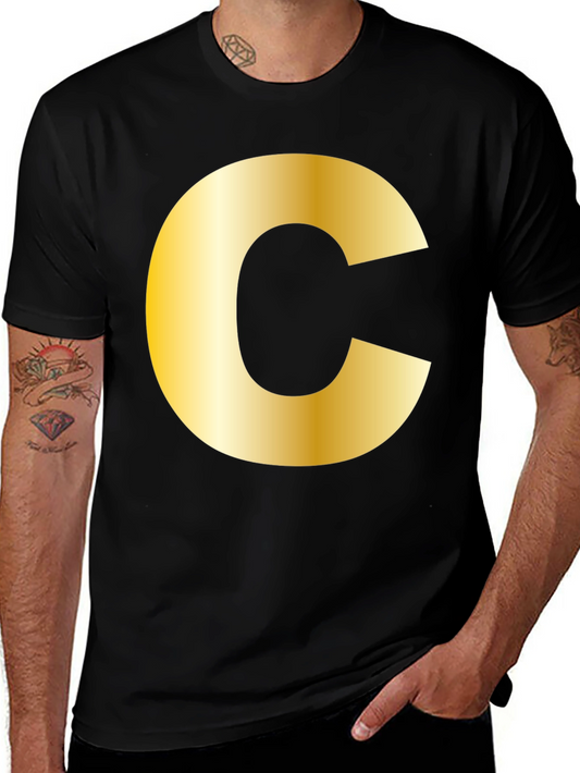 Bold Initial C T-Shirt - Black Cotton Tee