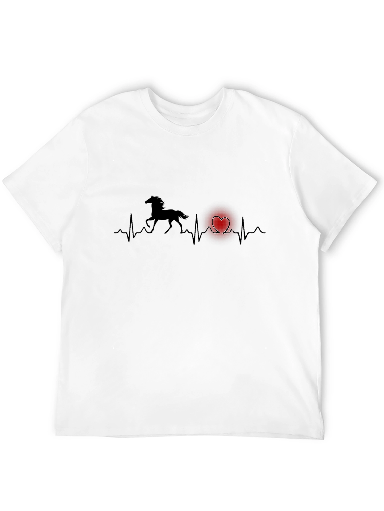 Horse Heartbeat Graphic T-Shirt - Black