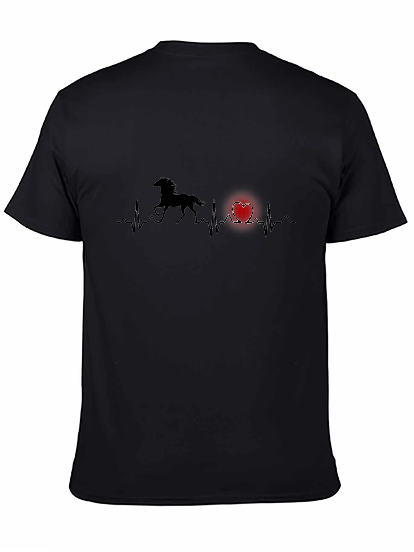 Horse Heartbeat Graphic T-Shirt - Black