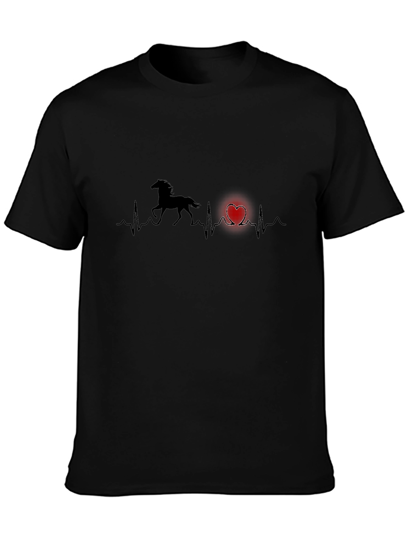 Horse Heartbeat Graphic T-Shirt - Black