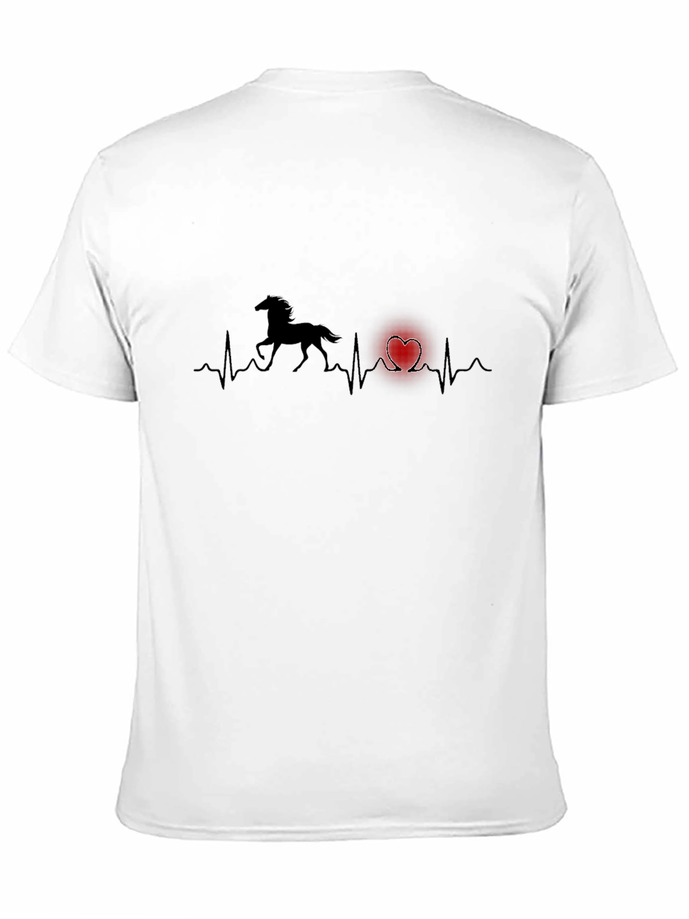 Horse Heartbeat Graphic T-Shirt - Black