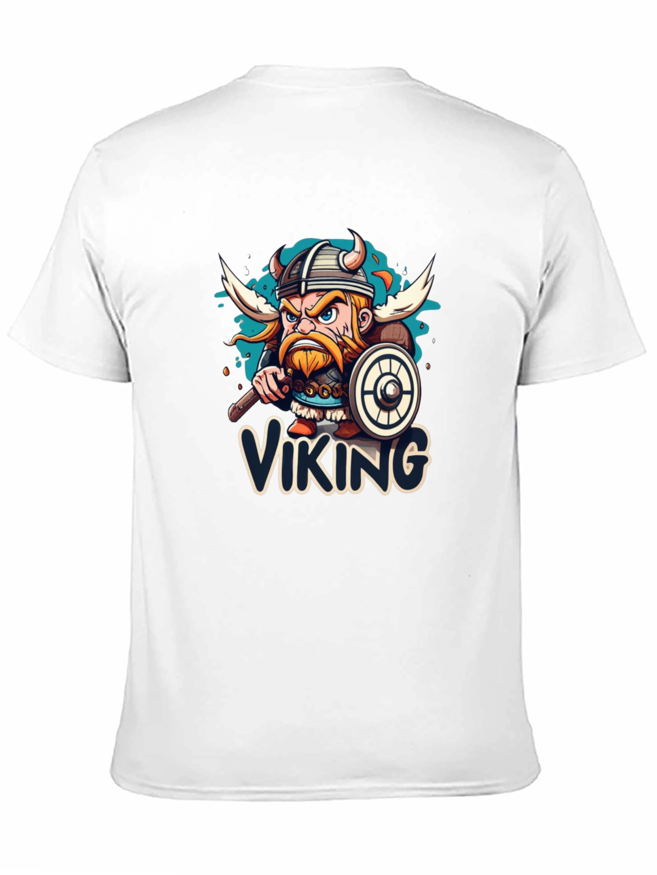 Viking Cartoon Graphic Black T-Shirt