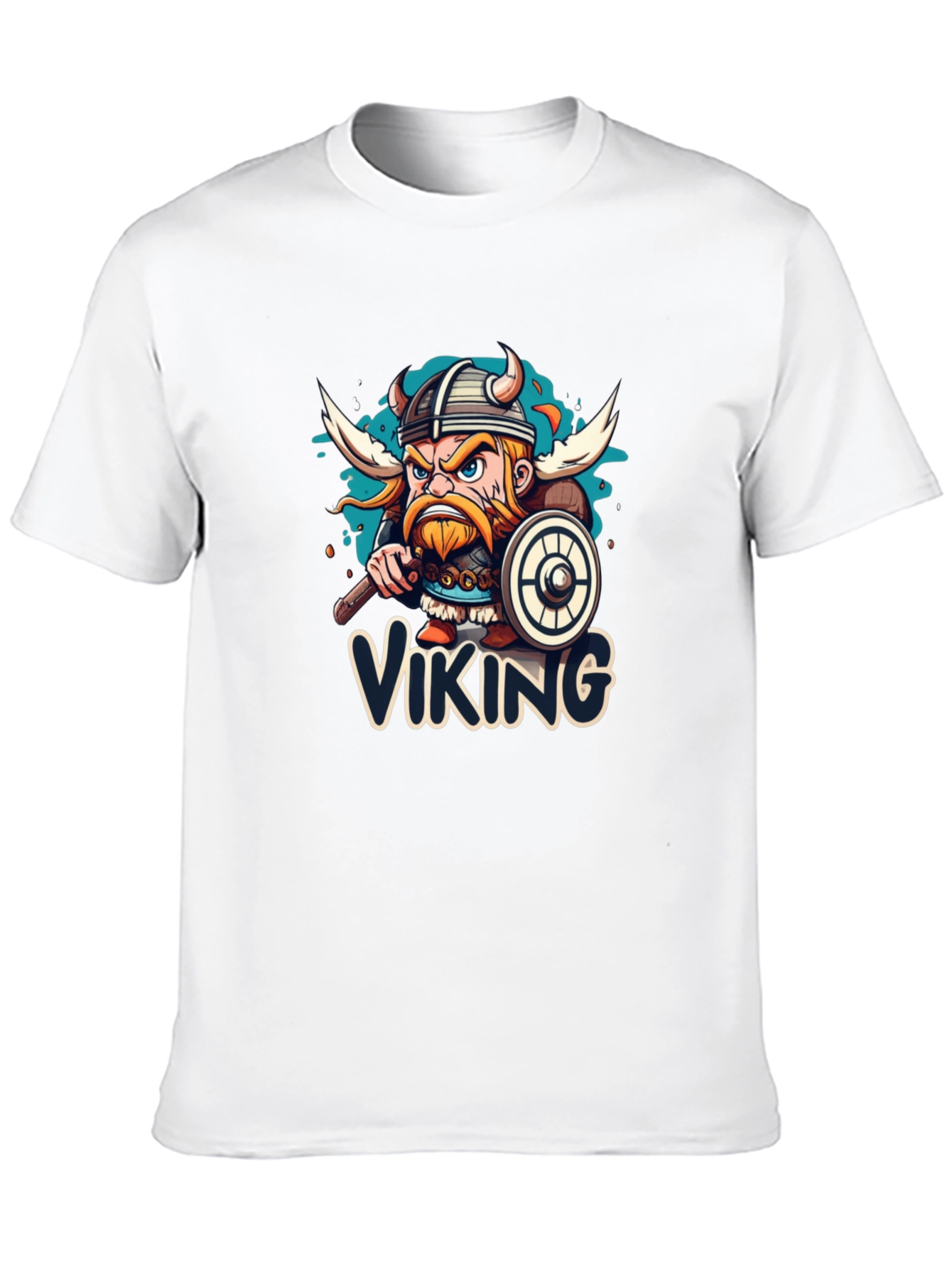 Viking Cartoon Graphic Black T-Shirt
