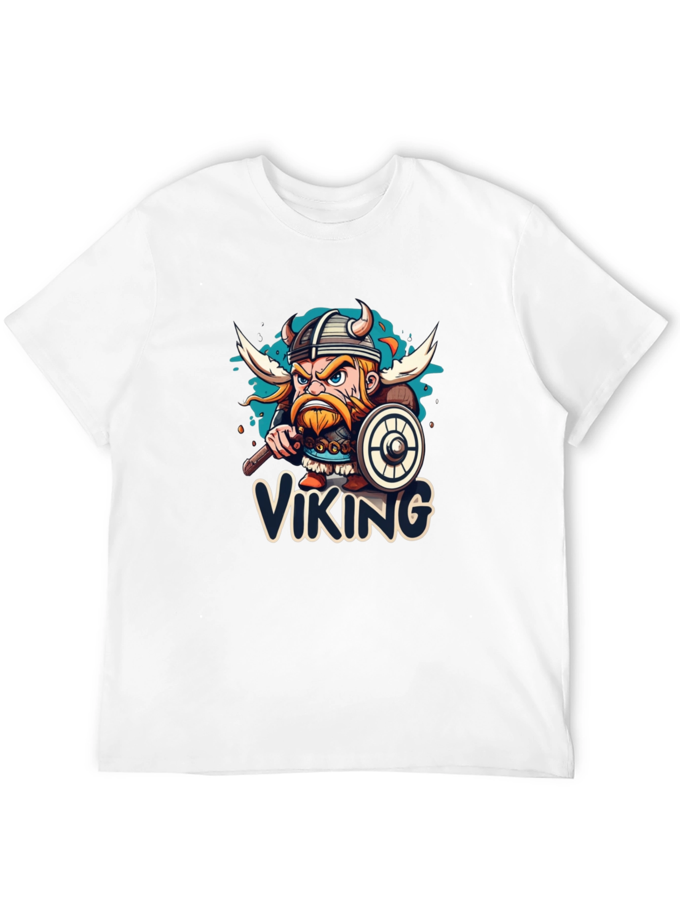 Viking Cartoon Graphic Black T-Shirt