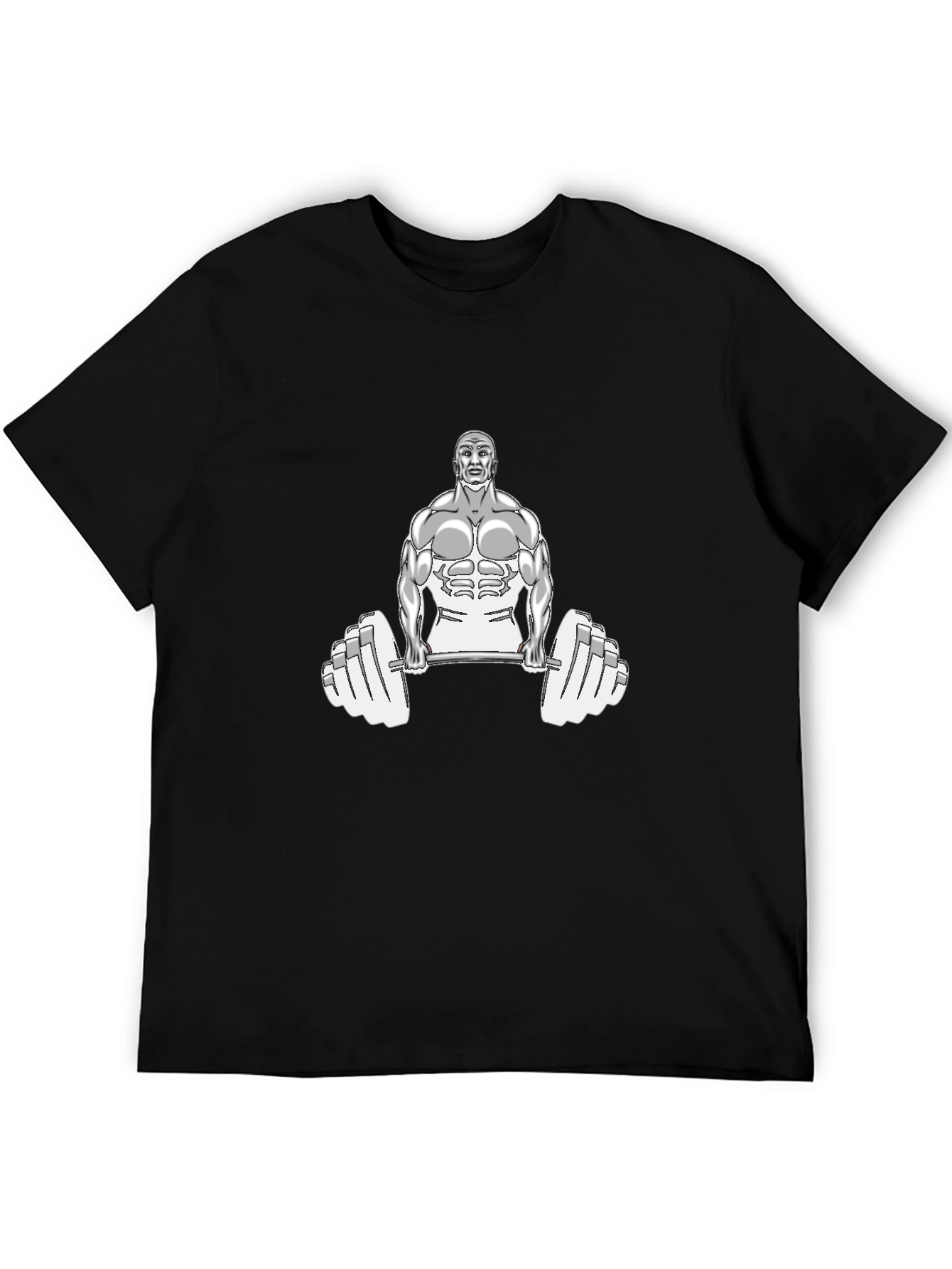 Black Gym T-Shirt with Weightlifter Graphic