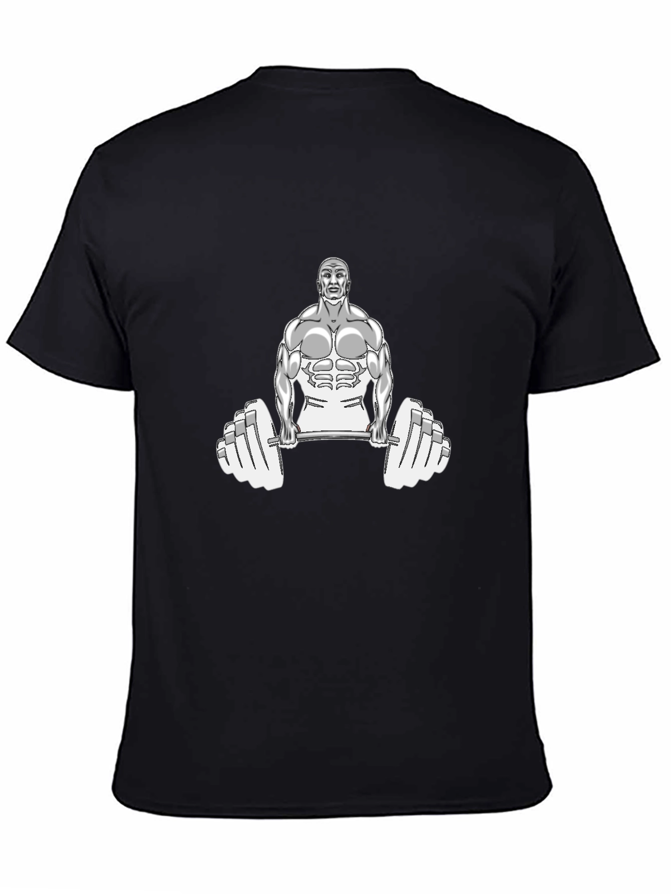 Black Gym T-Shirt with Weightlifter Graphic