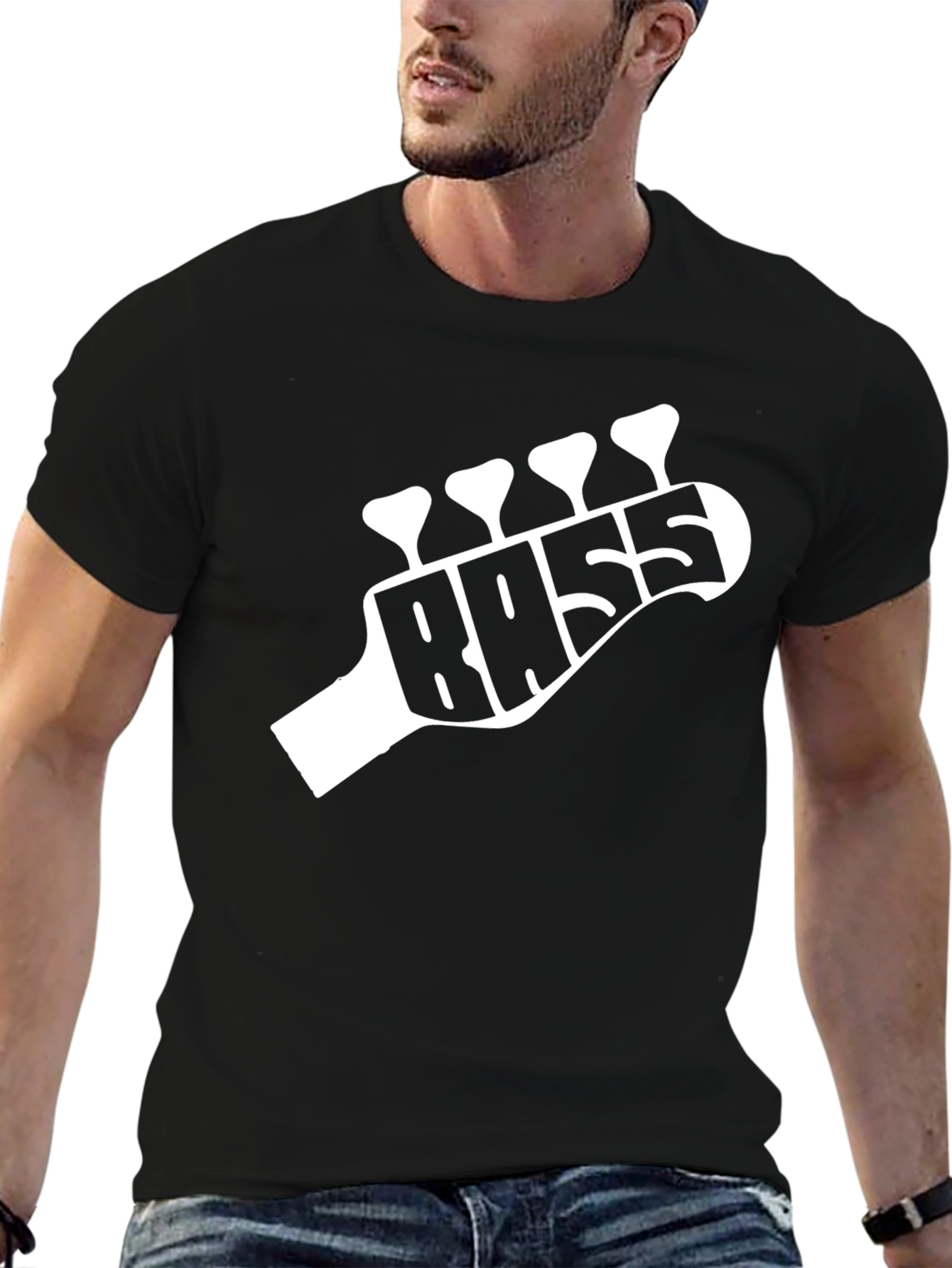 Bass Guitar Headstock T-Shirt - Music Lover Tee
