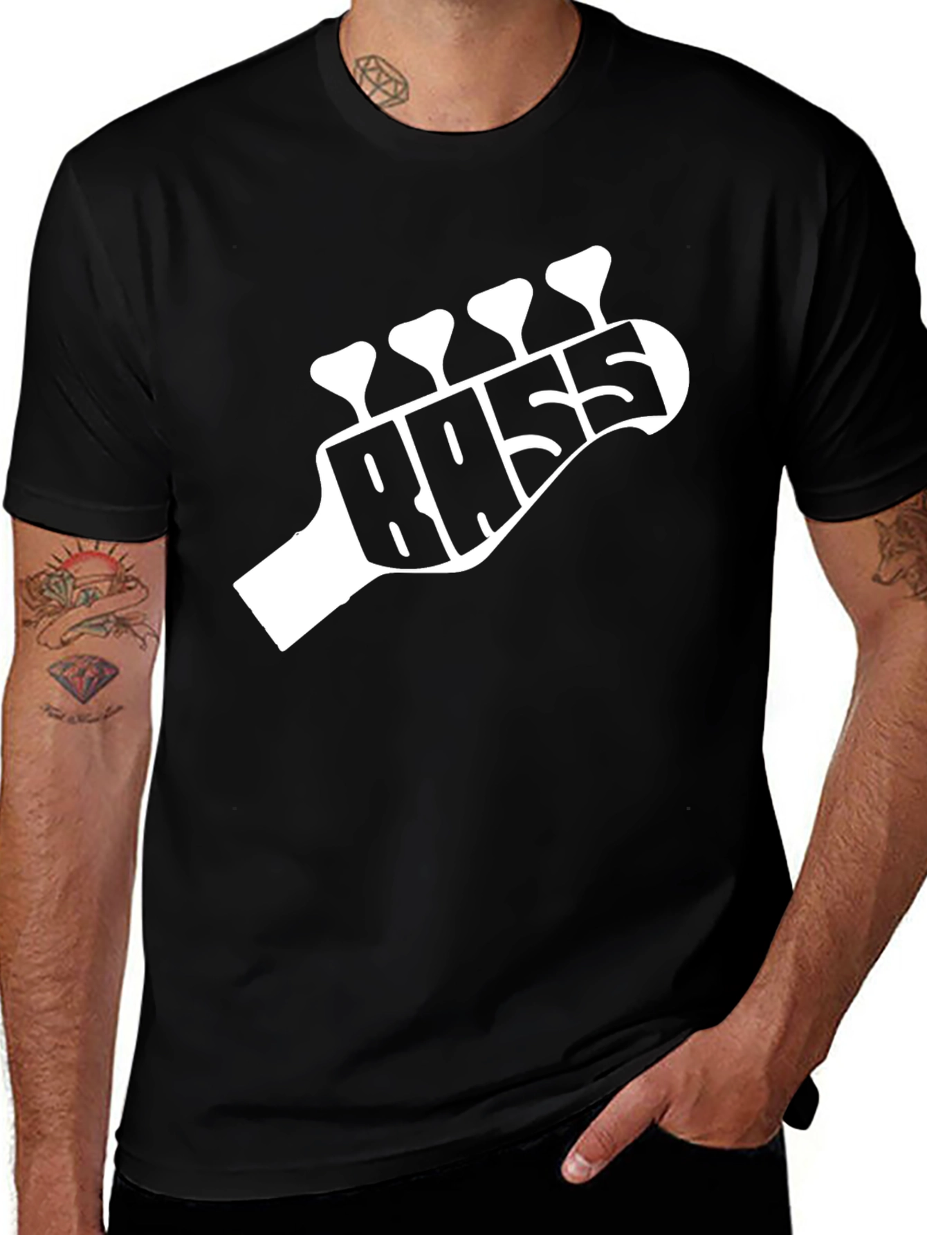 Bass Guitar Headstock T-Shirt - Music Lover Tee