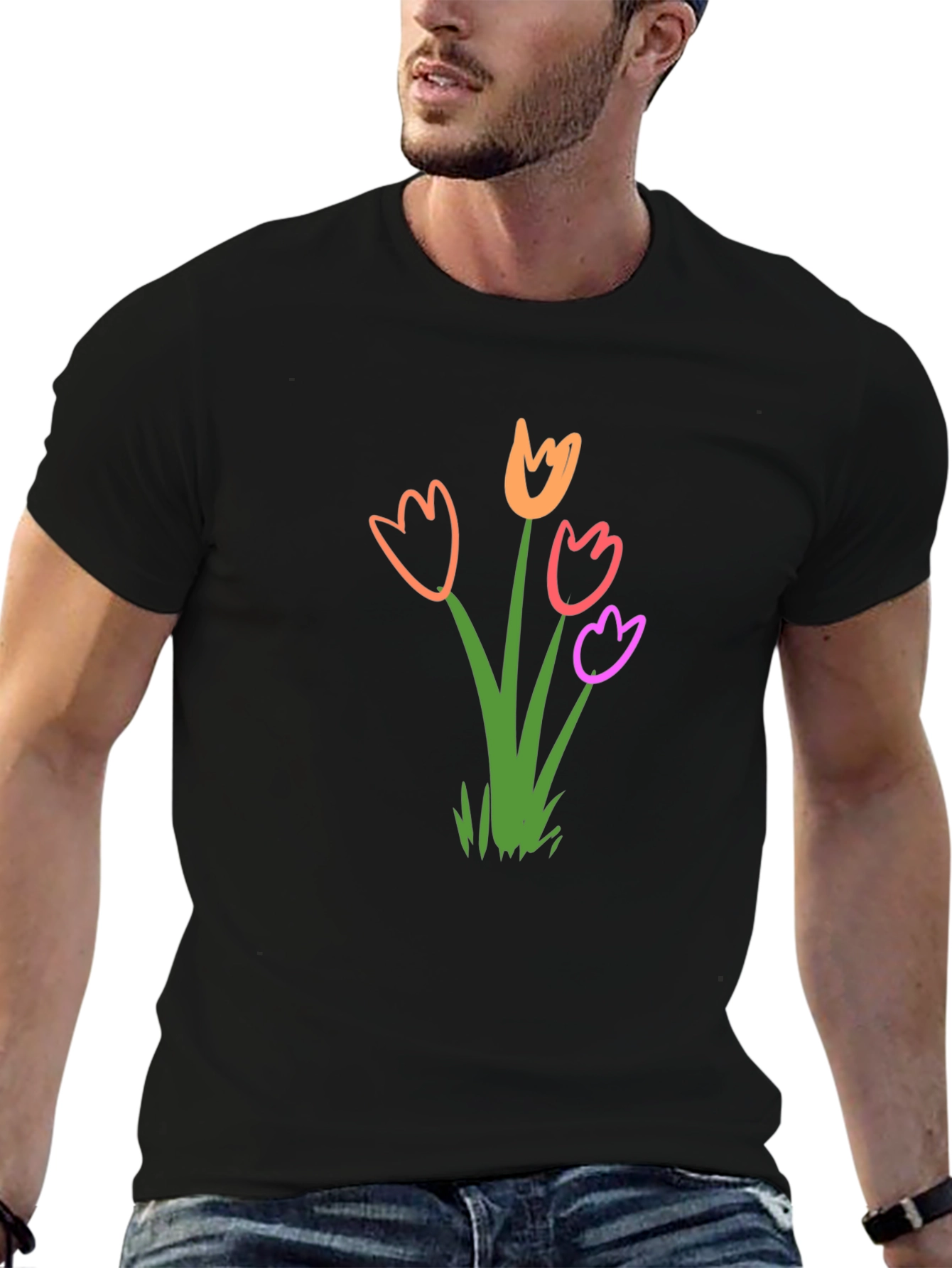 Tulip Doodle Graphic Tee - Casual Comfort