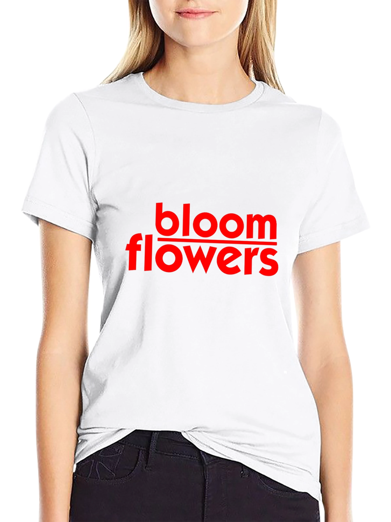 Bloom Flowers Black Cotton Tee
