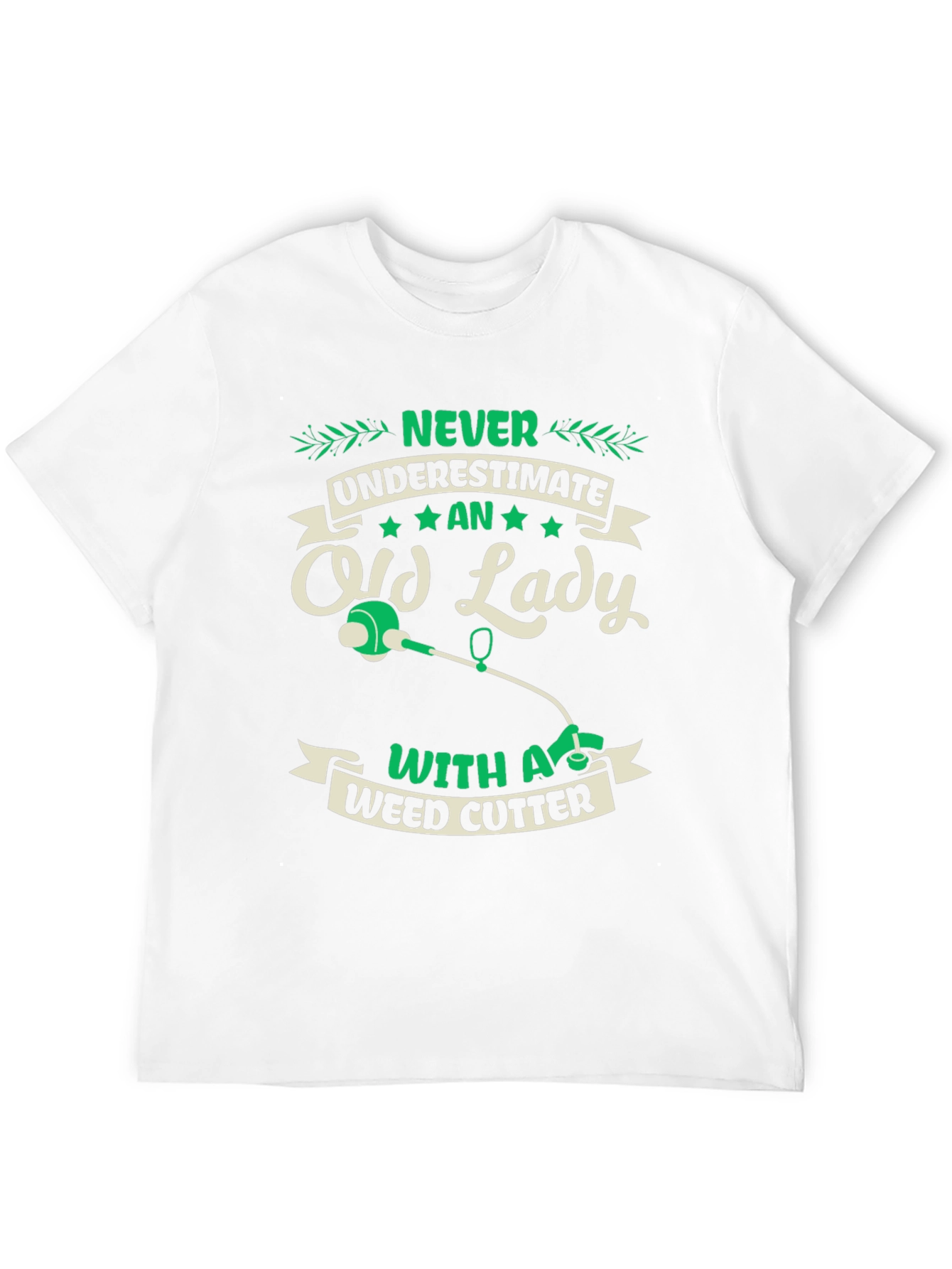 Never Underestimate Old Lady Weed Cutter T-Shirt