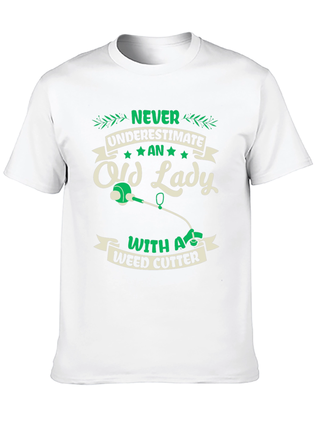 Never Underestimate Old Lady Weed Cutter T-Shirt