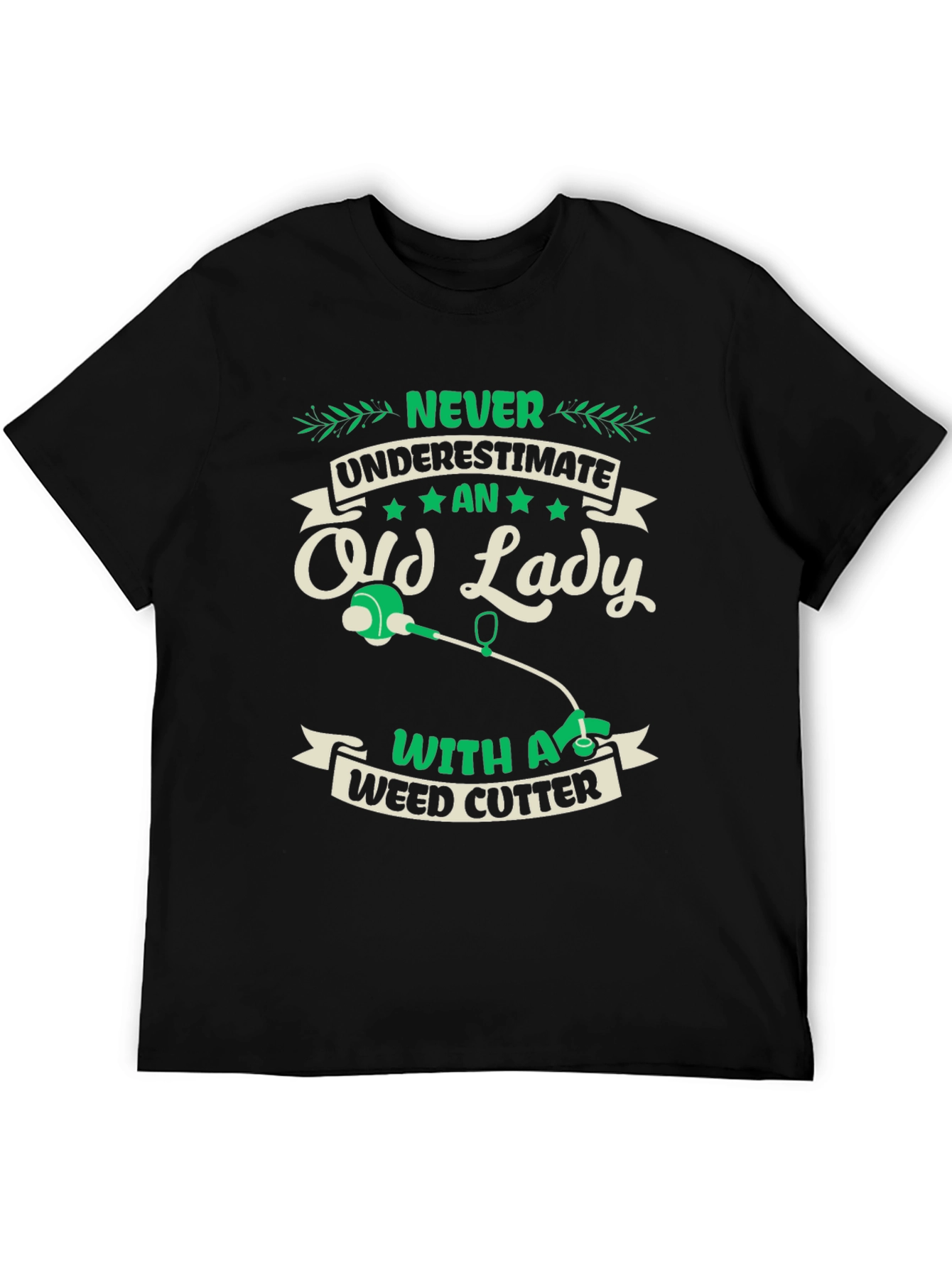 Never Underestimate Old Lady Weed Cutter T-Shirt