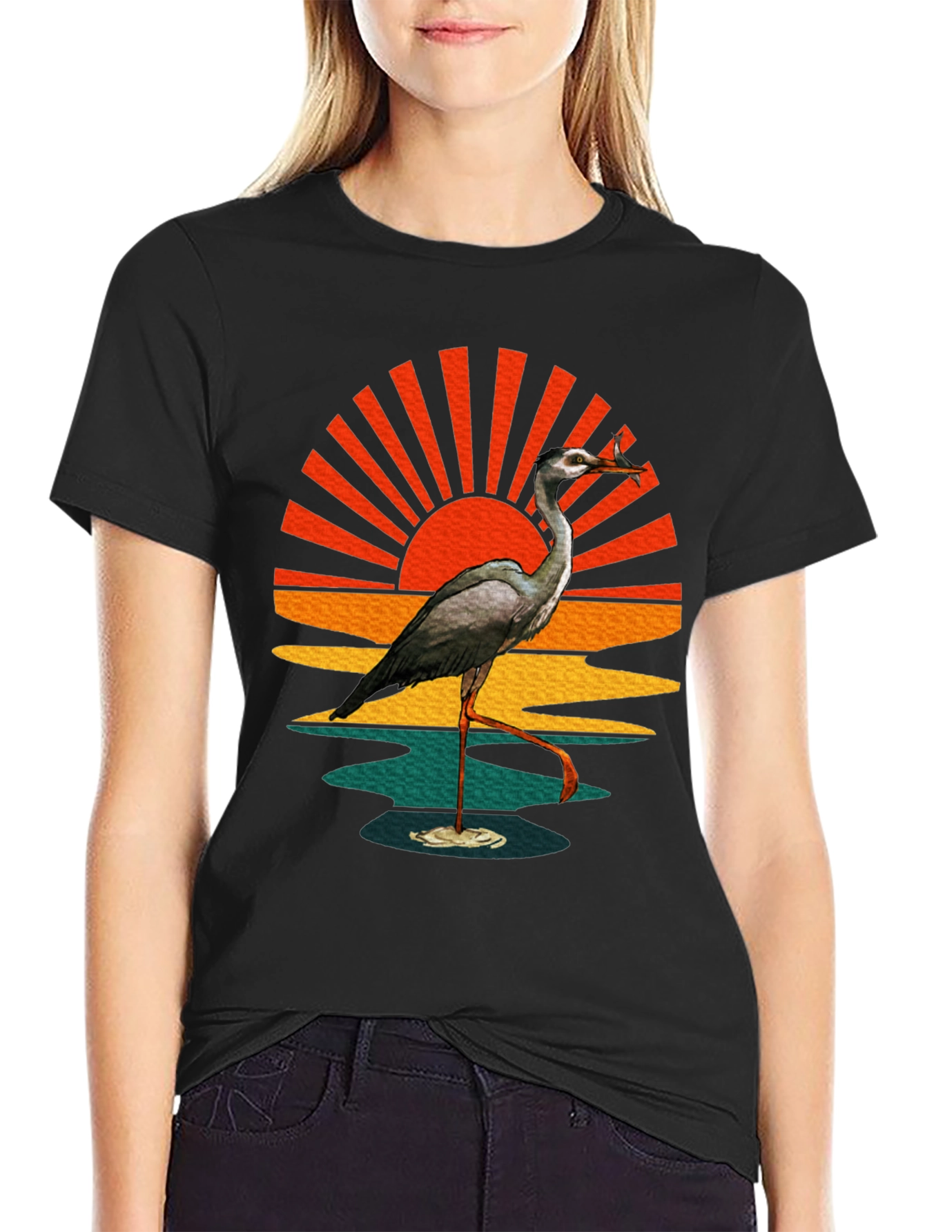 Heron Sunset Graphic Tee