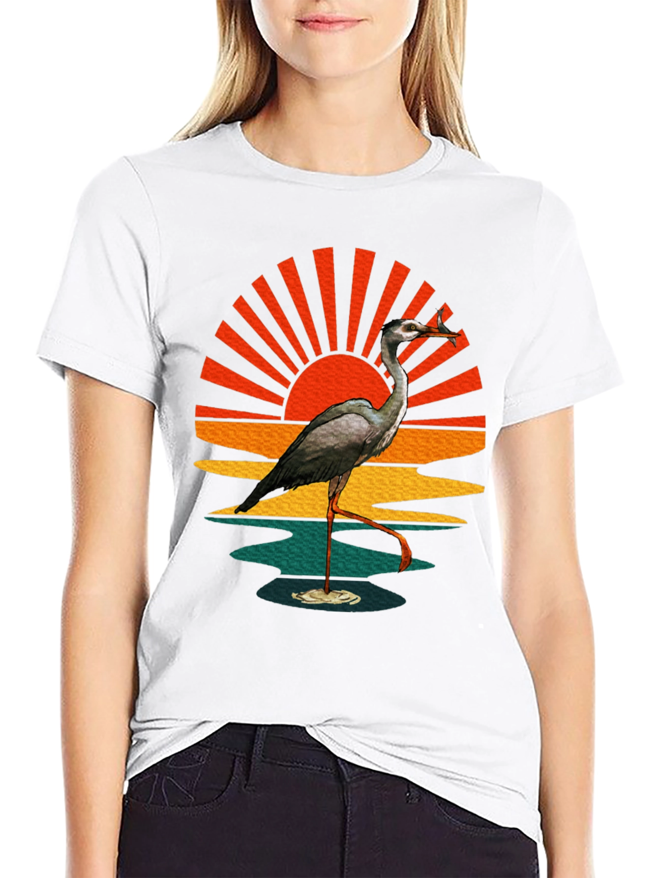Heron Sunset Graphic Tee