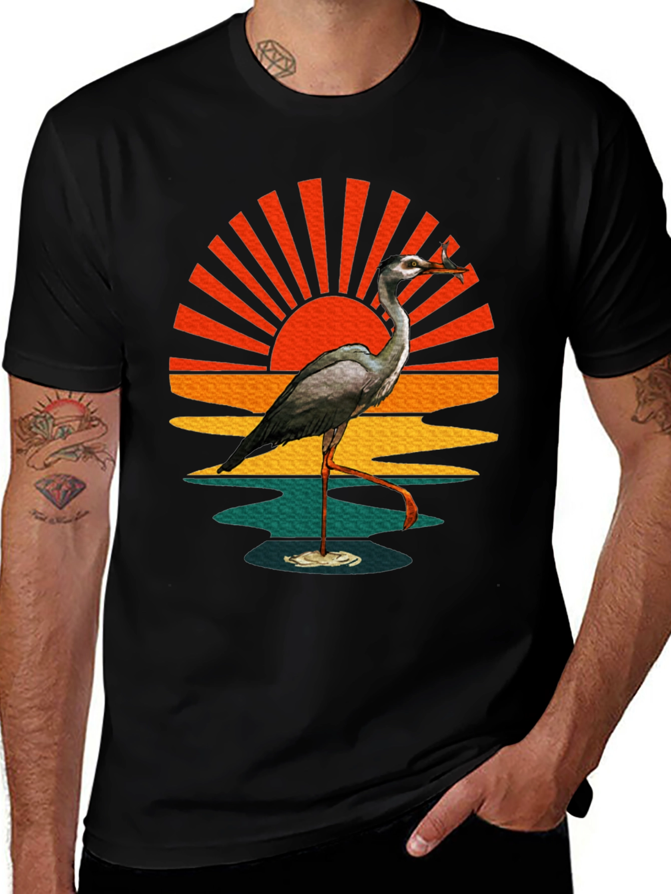 Heron Sunset Graphic Tee
