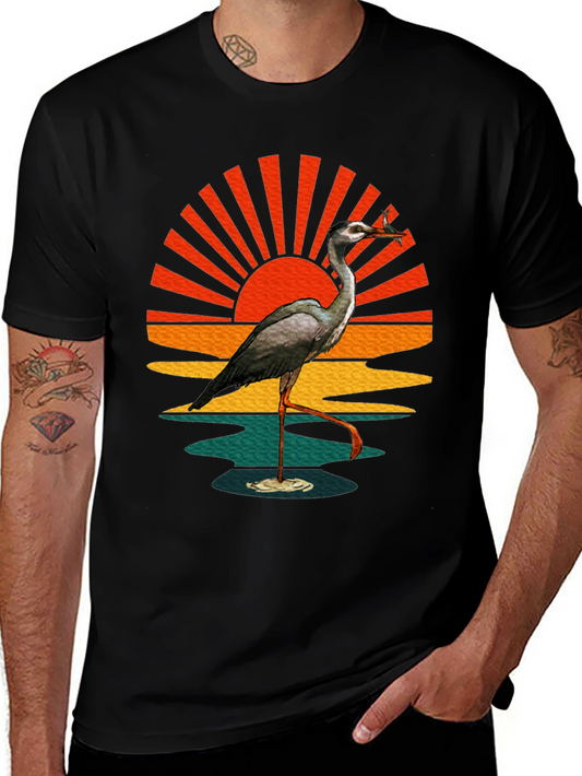 Heron Sunset Graphic Tee