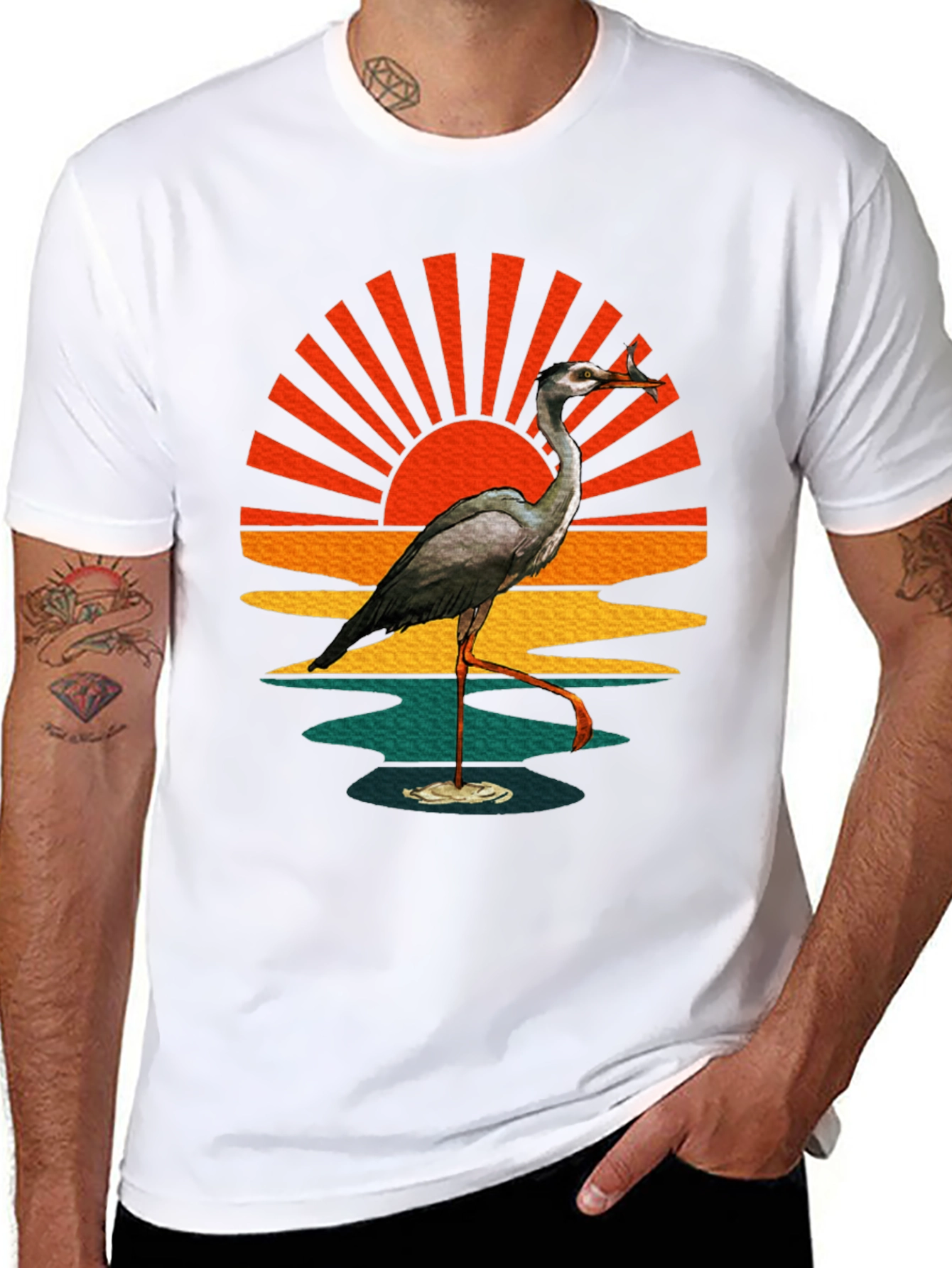Heron Sunset Graphic Tee