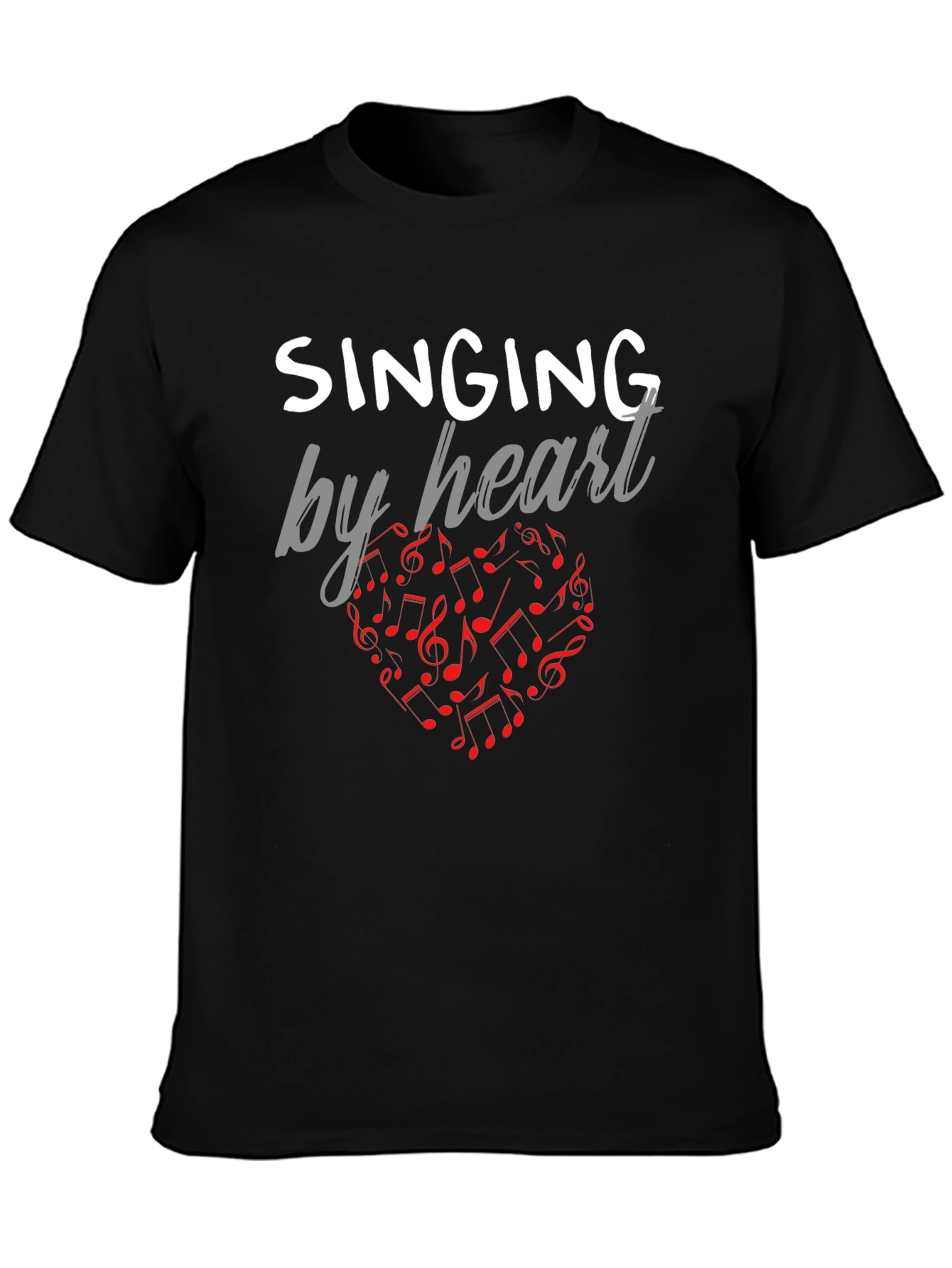Singing By Heart T-Shirt - Music Notes Heart Tee