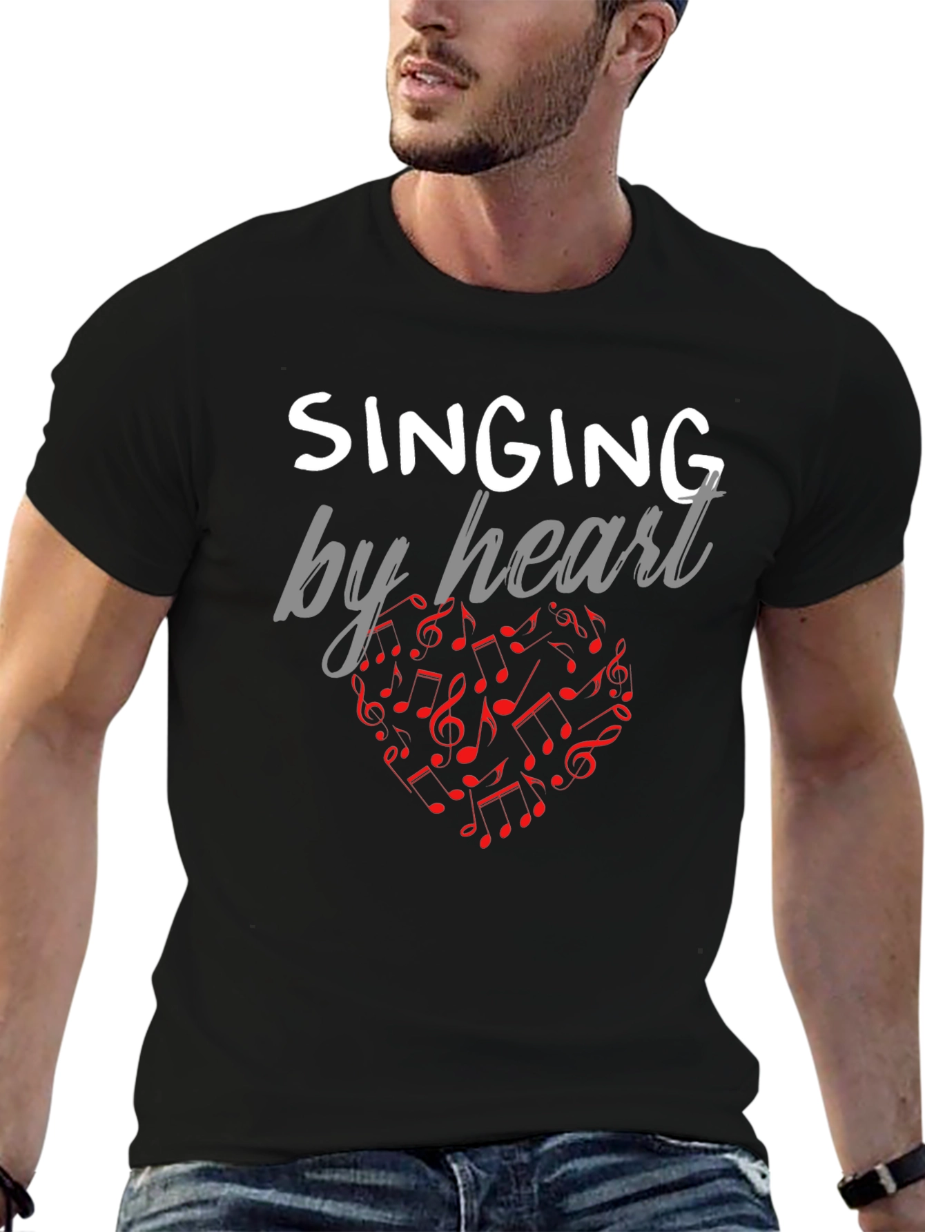 Singing By Heart T-Shirt - Music Notes Heart Tee