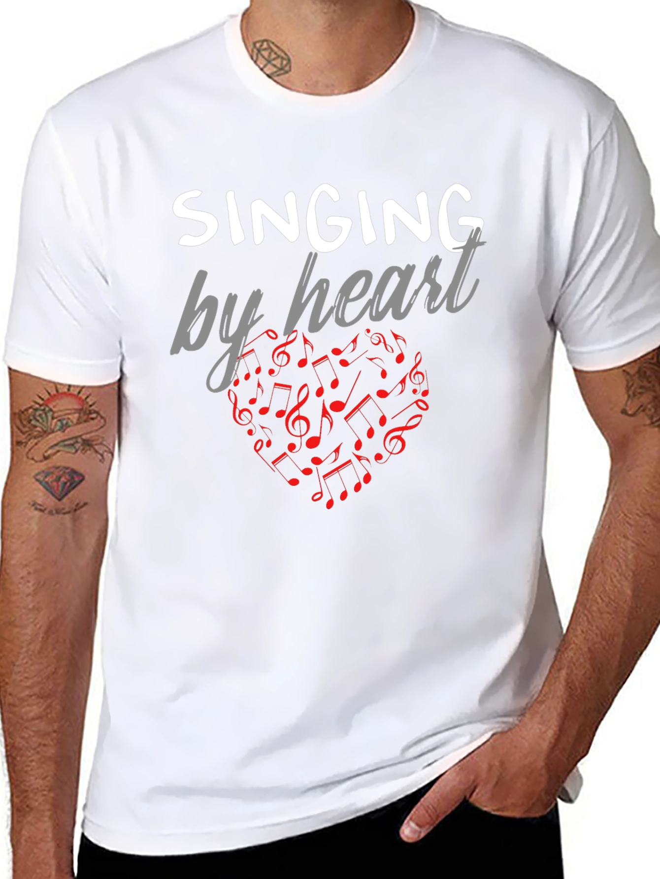 Singing By Heart T-Shirt - Music Notes Heart Tee