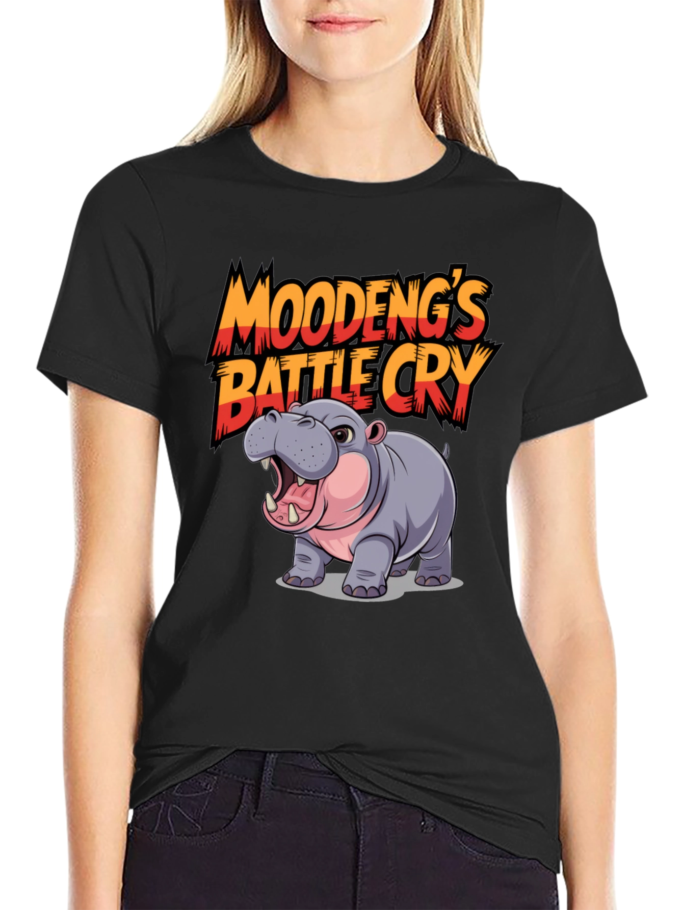 Moodengs Battle Cry Hippo Graphic Tee