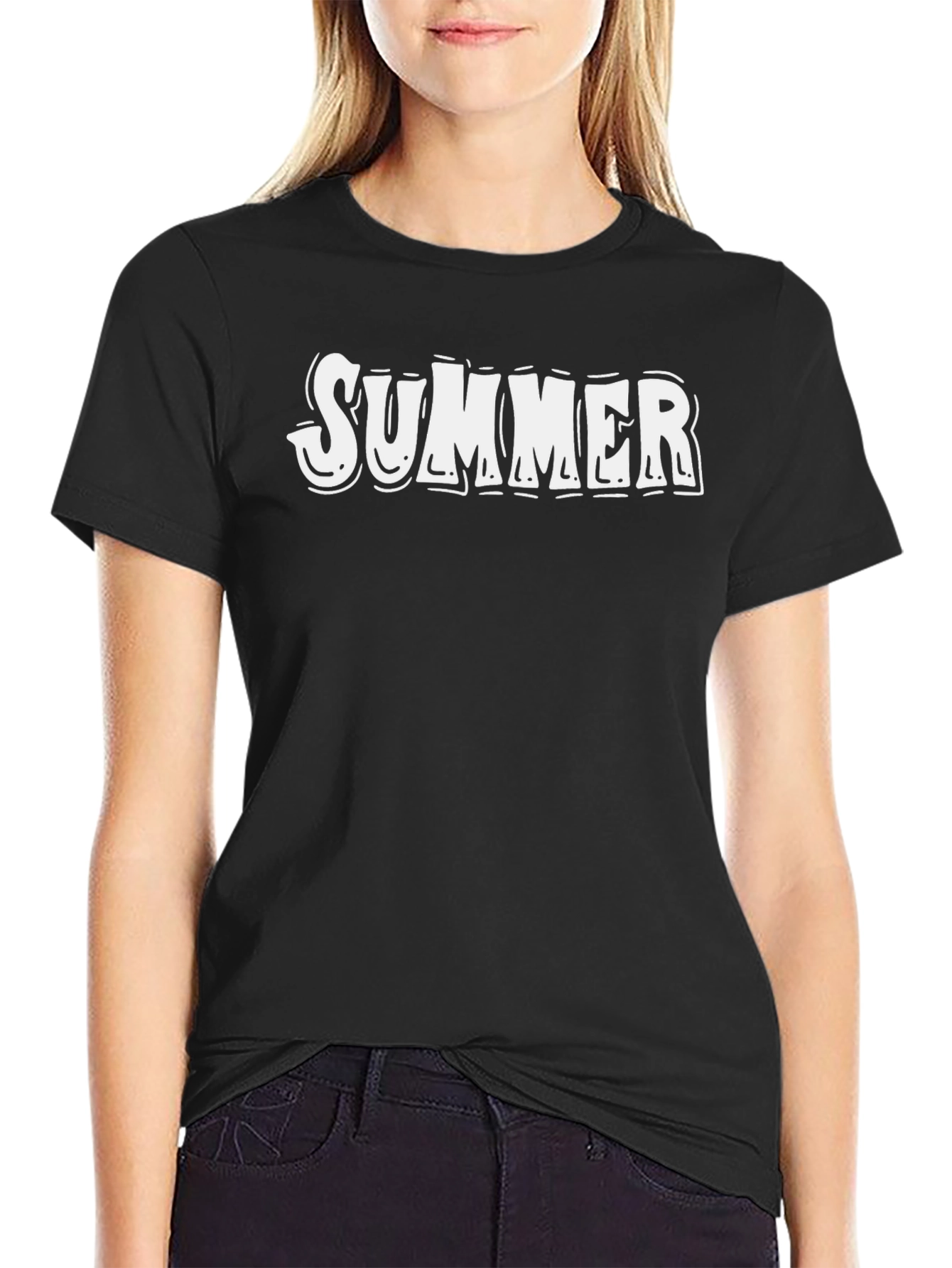 Summer Graphic Tee - Black Cotton T-Shirt