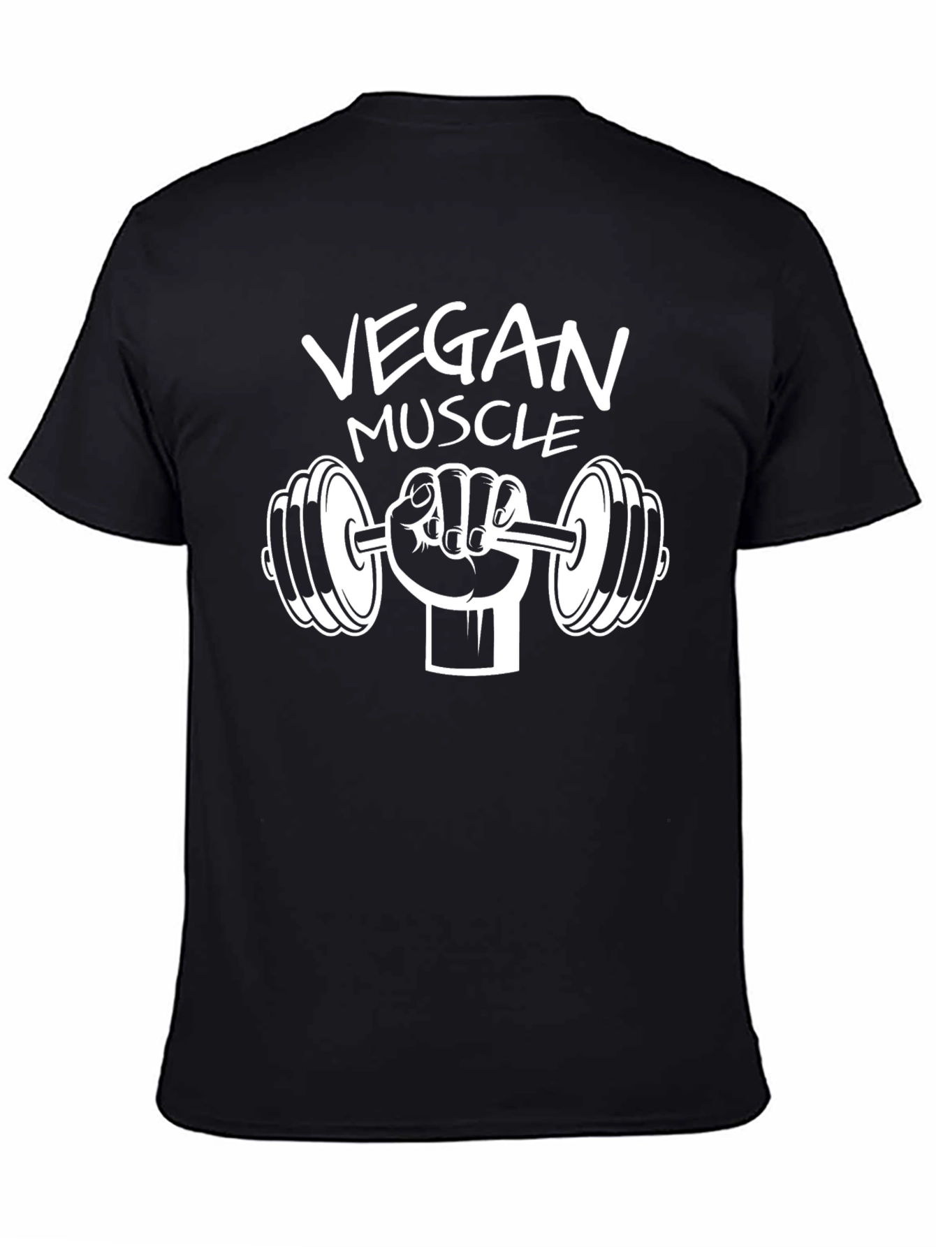 Vegan Muscle Black T-Shirt | Weightlifting Design