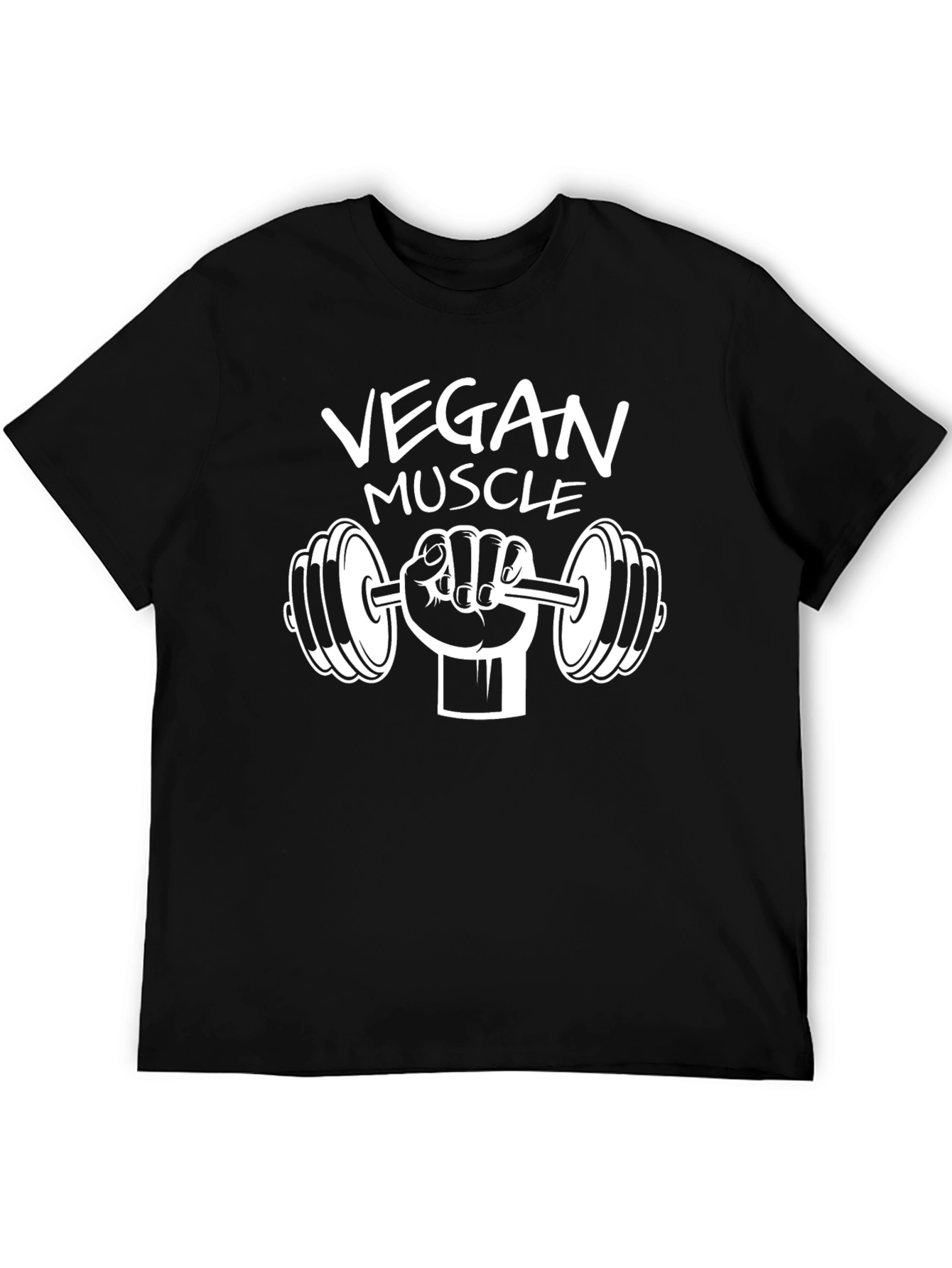 Vegan Muscle Black T-Shirt | Weightlifting Design